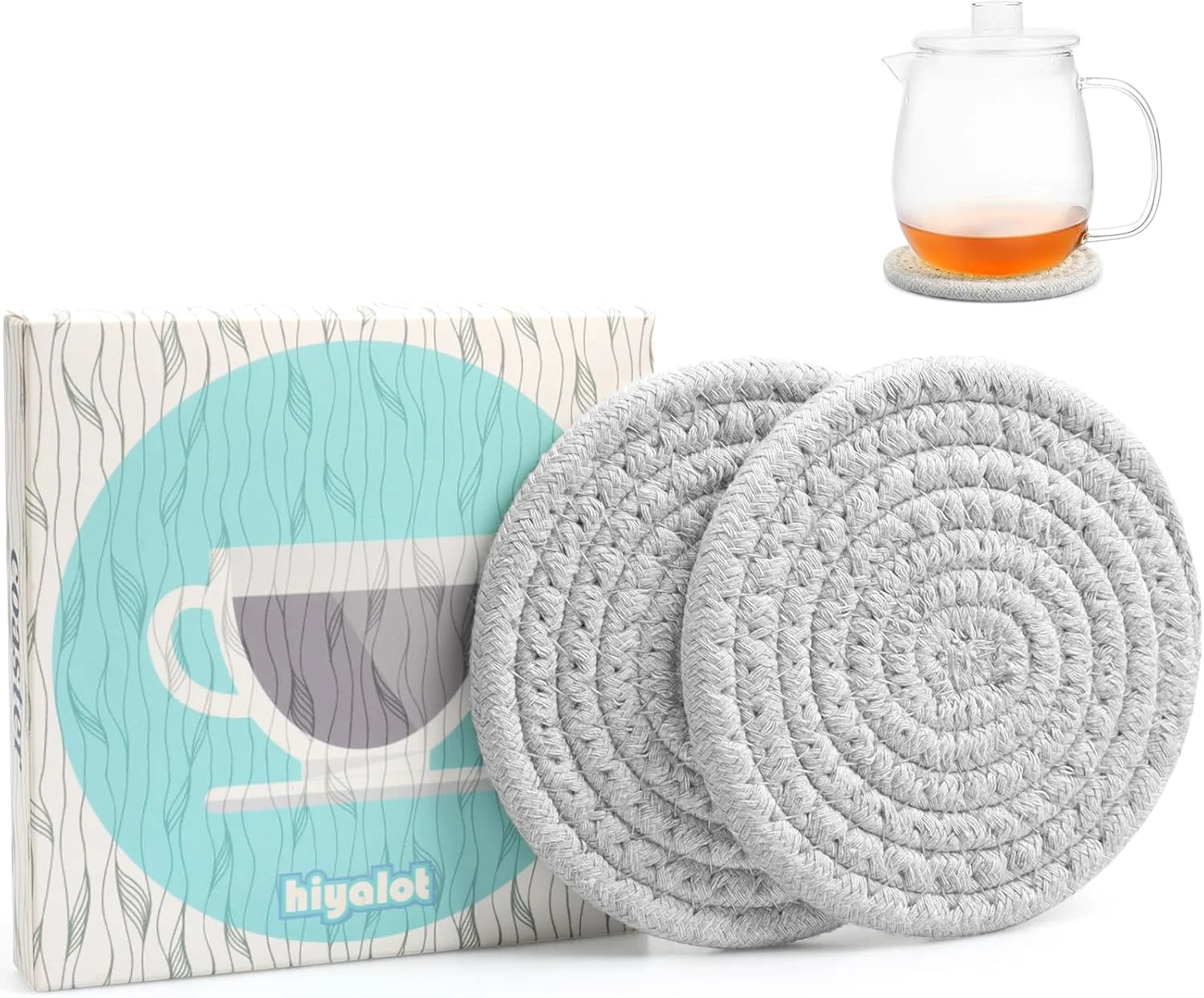 Smooth 4.8 Cotton Drink Coasters Set of 2– Absorbent Fabric Mug Pads for Coffee Tea Drinks Minimalist Desk Nightstand Cup Mats Powerful