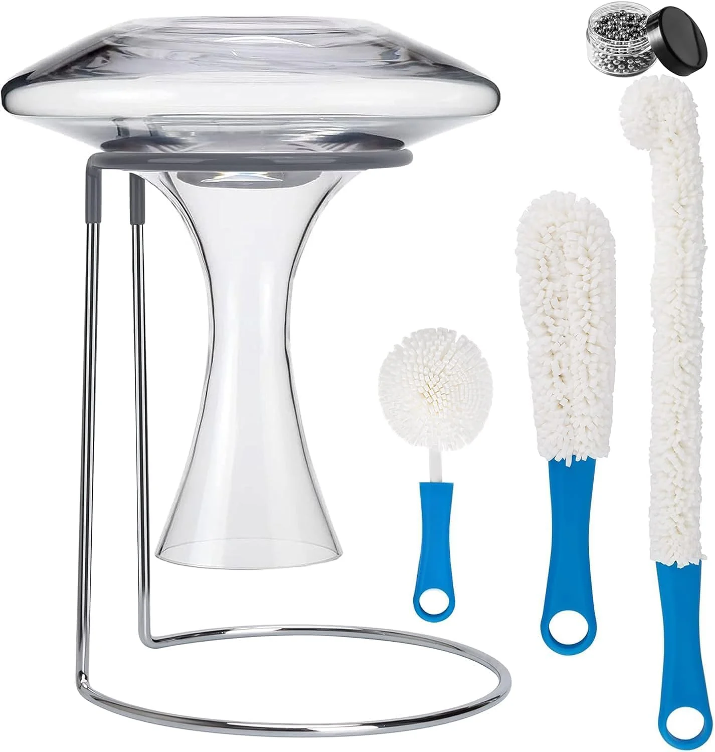Reliable Wine Decanter Drying Stand with Rubber Coated Top to Prevent Scratches Wine-Decanter Drying Rack for Standard Large Wine Decanters Decanter Cleaner Includes Cleaning Brush amp Decanter Cleaning Beads Elite