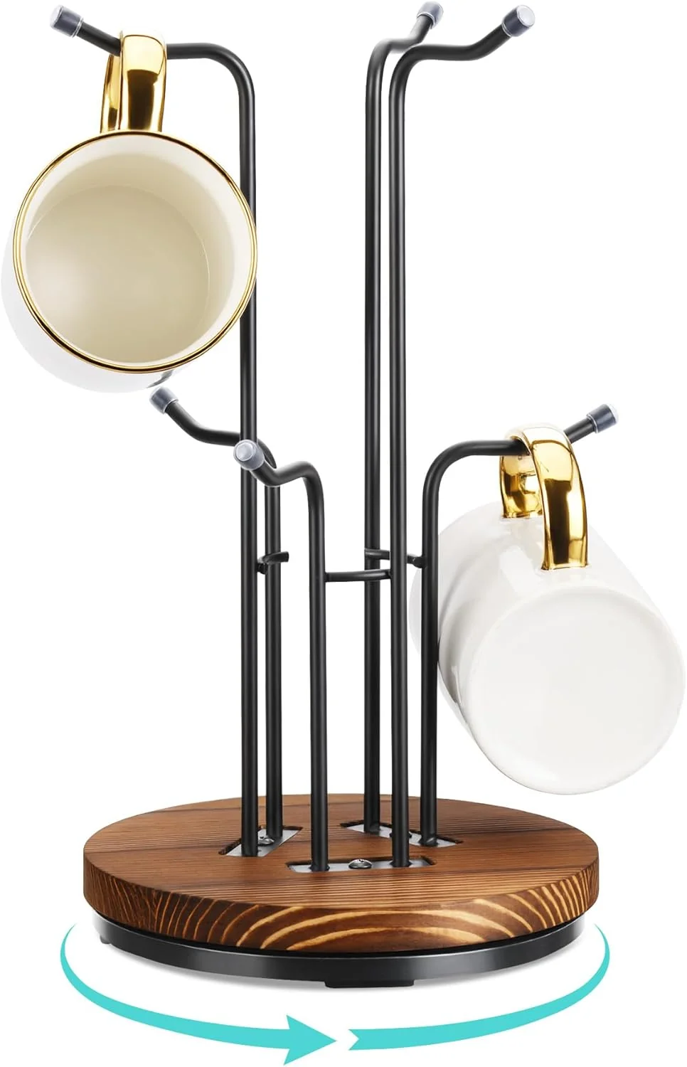 Original Design Hulisen 360° Rotating Mug Tree for Large Cups Counter Coffee Mug Holder with 6 Hooks Next-Generation