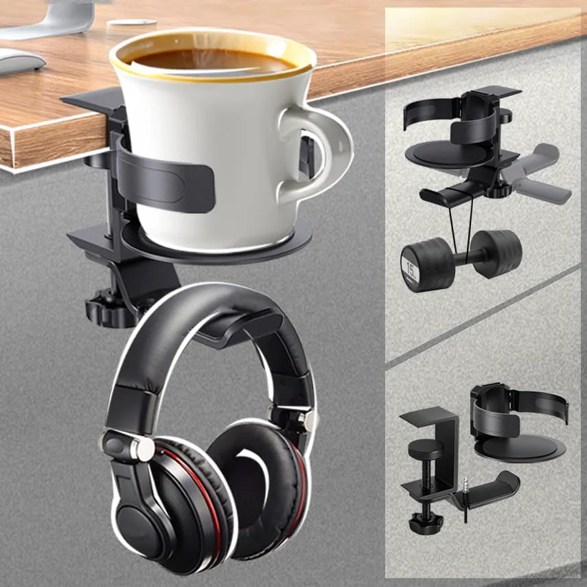 Outstanding HeavyRain Gaming Cup Holder – 3.58 Universal Drink Mount with 33lb Strong Clamp Dual Mount Modes Anti-Spill Design for PC Gamers Black HRZ221B Smooth