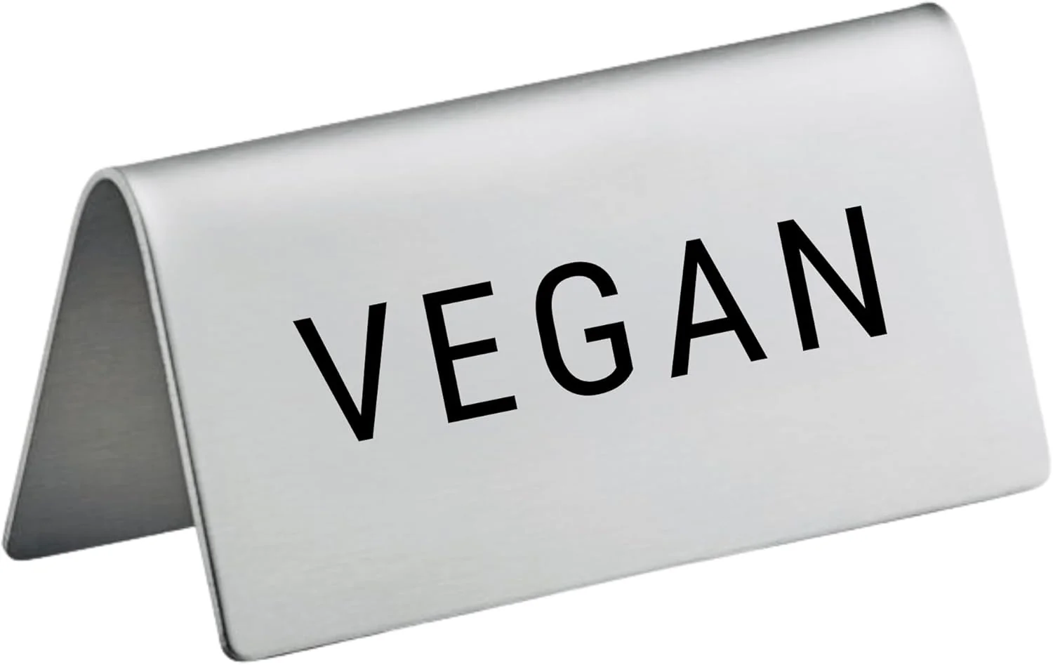 Traditional Vegan Stainless Steel Metal Table Tent Sign – 3 x 1-1 2 – Table Top Setting for Restaurants Catering Businesses Business. Great for Wedding Long-Lasting