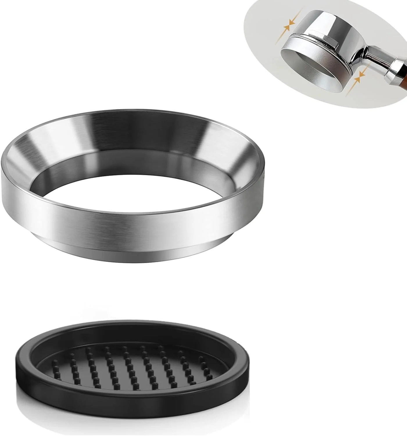Green 51mm Espresso Dosing Funnel Silicone Mat Magnetic Coffee Dosing Ring Aluminum Metal Trusted