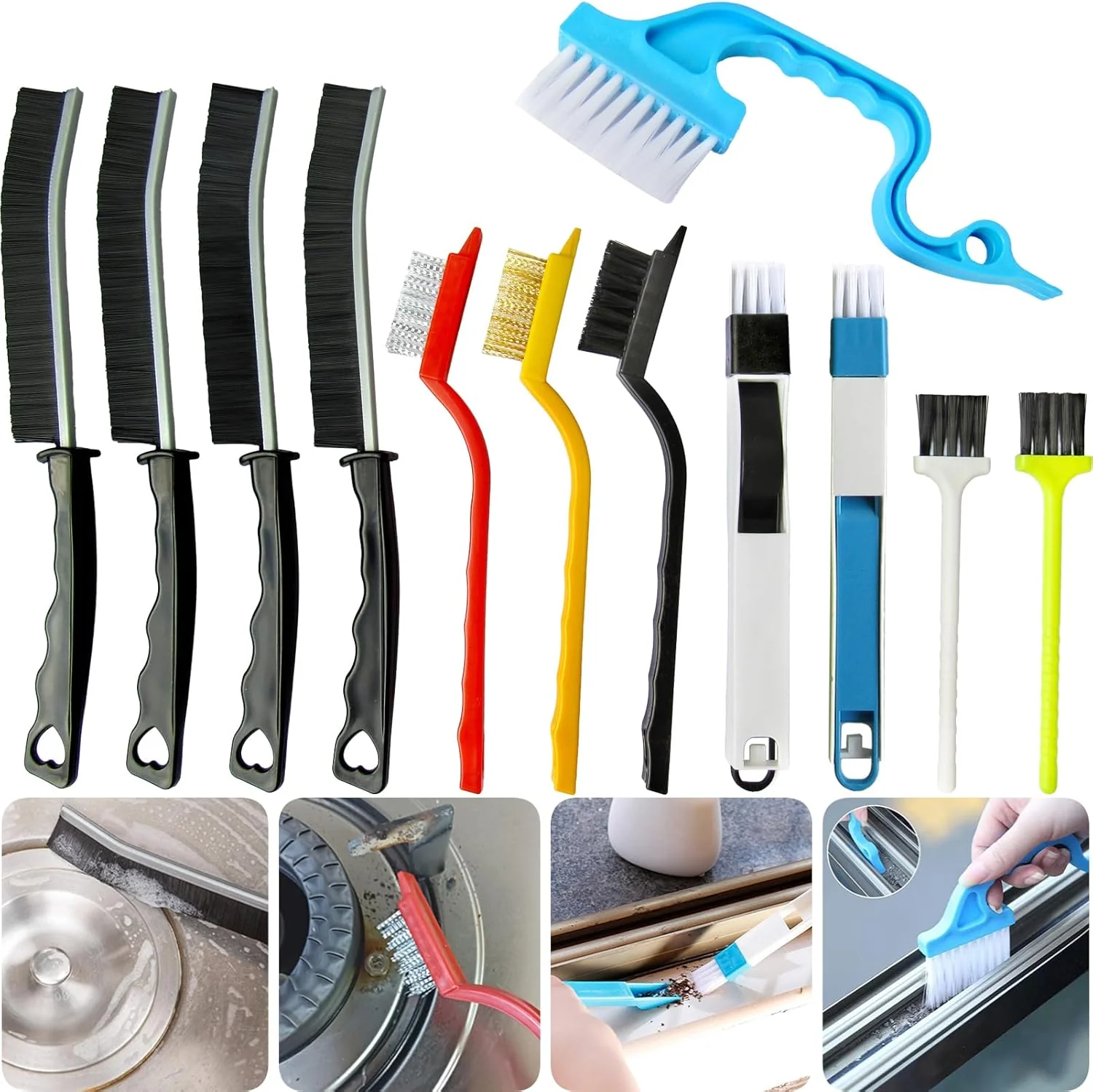 Outstanding 12Pcs Crevice Cleaning Brush Small Gap Cleaning Brushes for Cleaning Bathroom Kitchen Window Grooves Corners Sinks washbasins Showers faucets Breathable