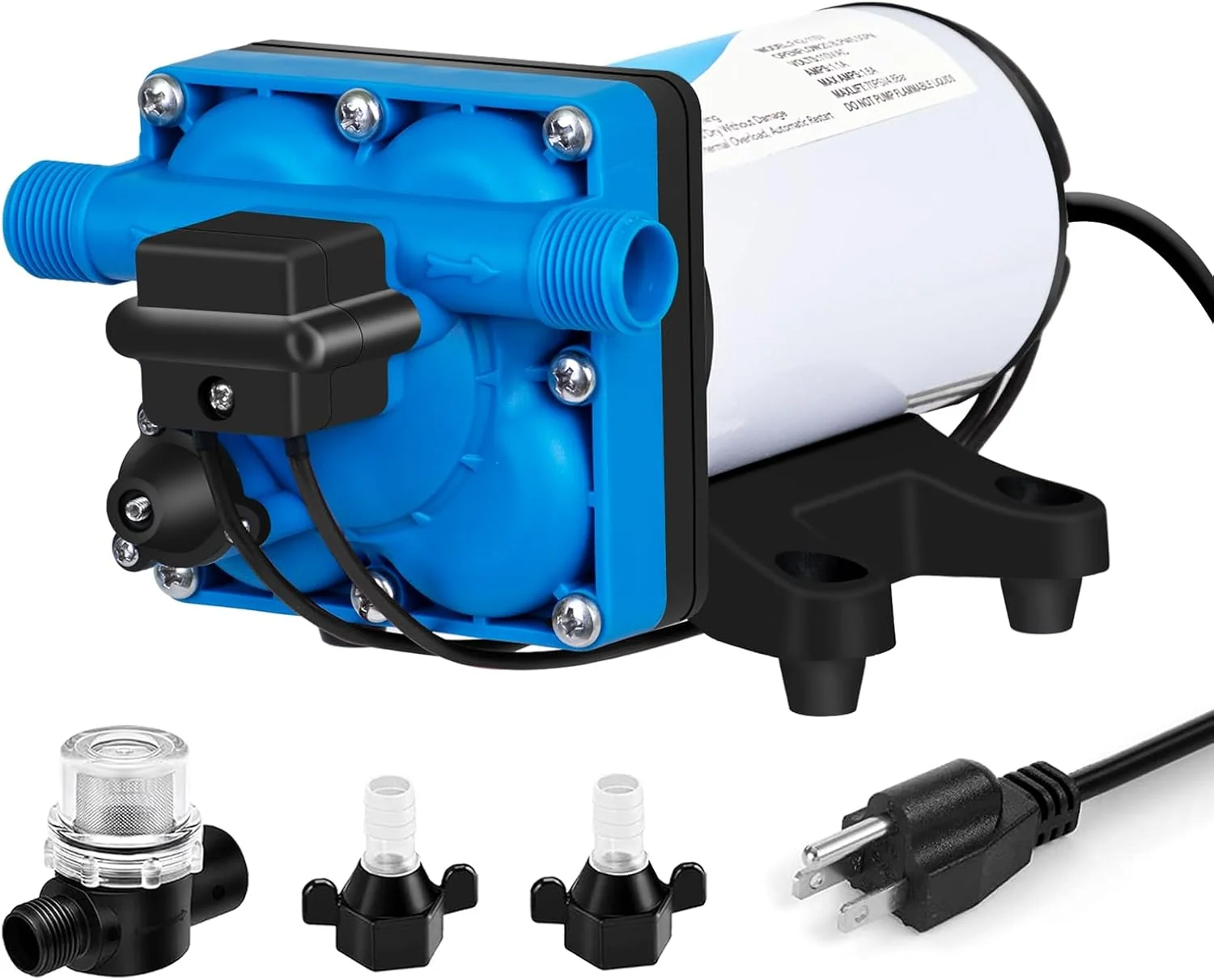Modern DC House 110V Camper Water Diaphragm Pump with Power Plug 42-Series 5.5GPM 70PSI High Pressure On Demand Self Priming Water Booster Pump for Kitchen High-Performance