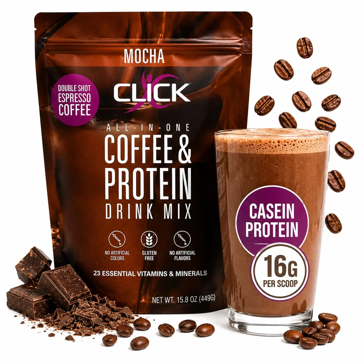 Relaxed Mocha – Protein Coffee Drink – Double Shot Espresso Hot and Cold – 15.8 oz All-in-one protein and coffee meal 23 essential vitamins Great hot or cold Double shot espresso flavor Potent Sustainable