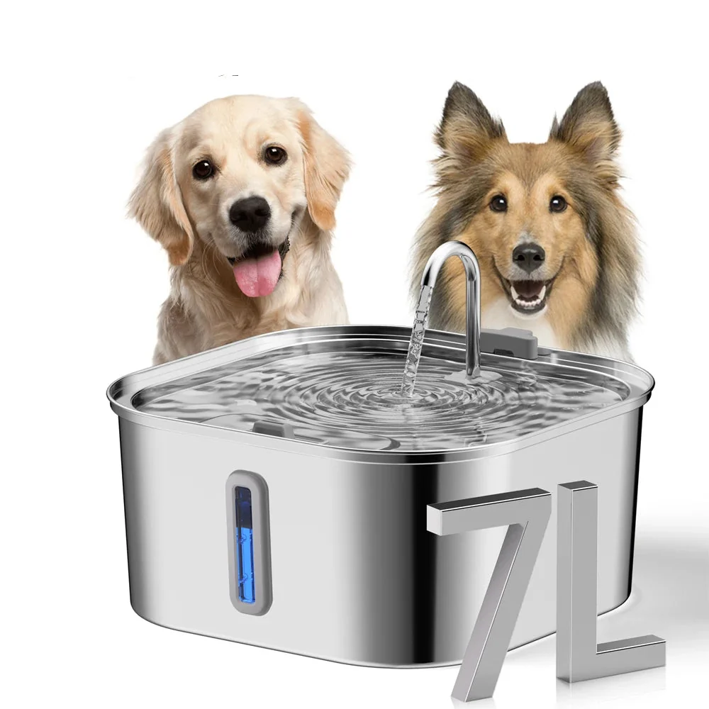 Stylish Large Pet Water Fountain – 7L Stainless Steel Automatic Dispenser with Silent Operation Elite