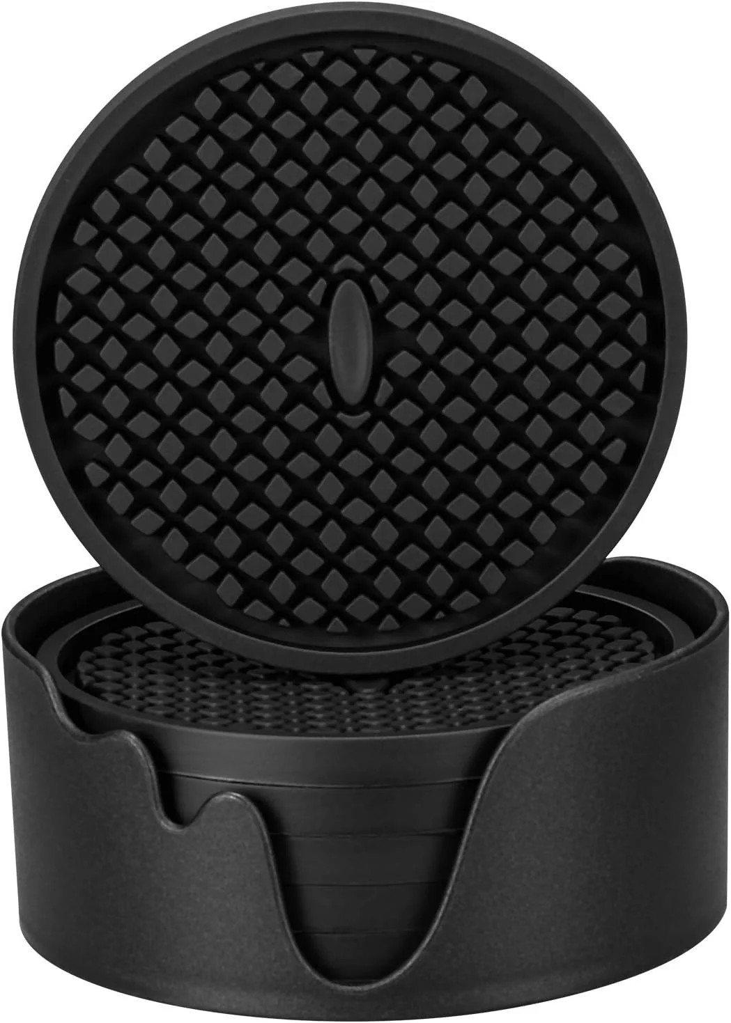 Modern ME.FAN Silicone Coasters 6 Pack Thickened Drink Coasters with Holder – Cup Mat – Non-Slip Non-stick Stay Put Deep Tray Specialty
