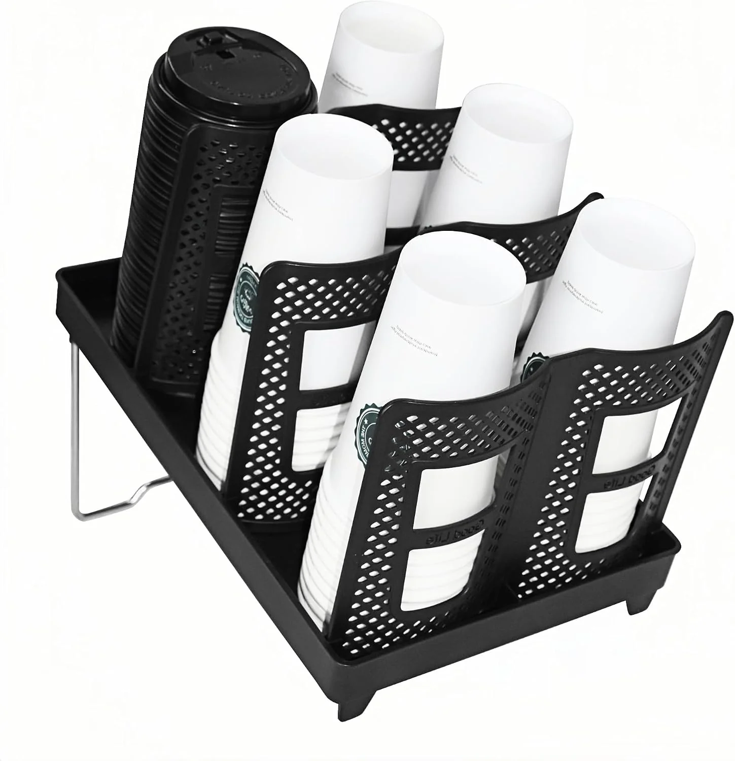 Authentic Coffee Cup Holder Cup Lid Dispenser and Organizer Display Stand Cup Display Stand on Restaurant Bathroom Kitchen Coffee Shop.Suitable for Cups Ranging from 12 to 32 oz 6Slots Trendy