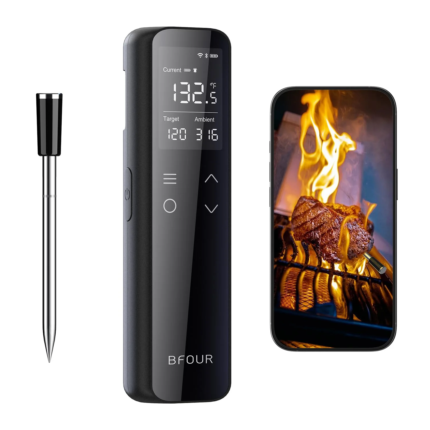 Durable Bfour WiFi Smart Wireless Meat Thermometer with Standalone Display Base Bluetooth Food Meat Thermometer with App Control Selected