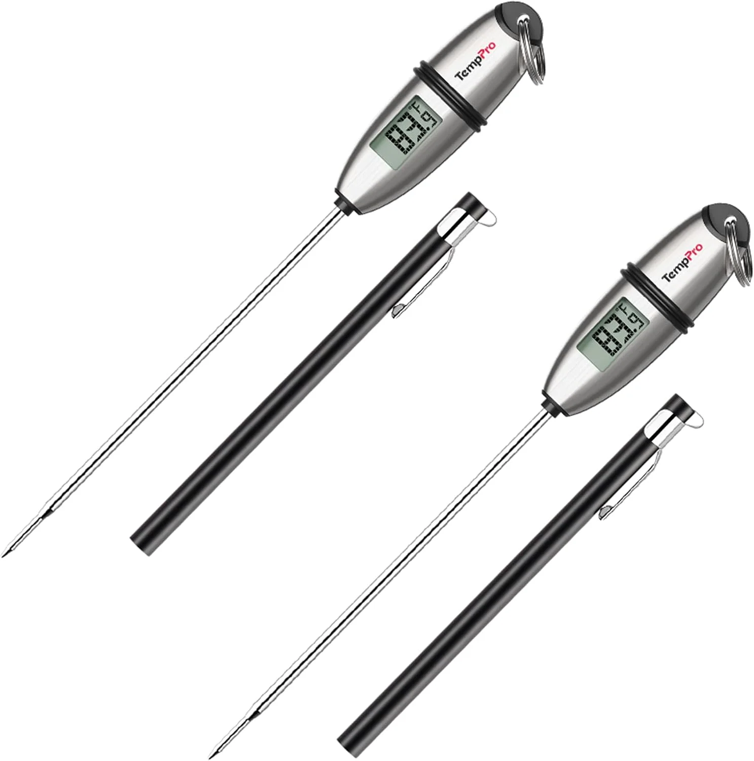 Top-Quality TempPro TempSwift 1 Sec Meat Thermometer Digital for Kitchen Cooking Food 2 Pack 5.3 inches Super Long Stainless Steel Probe Bread Baking Sourdough Liquids Oil Frying Candy Making Accessories Gift Authentic