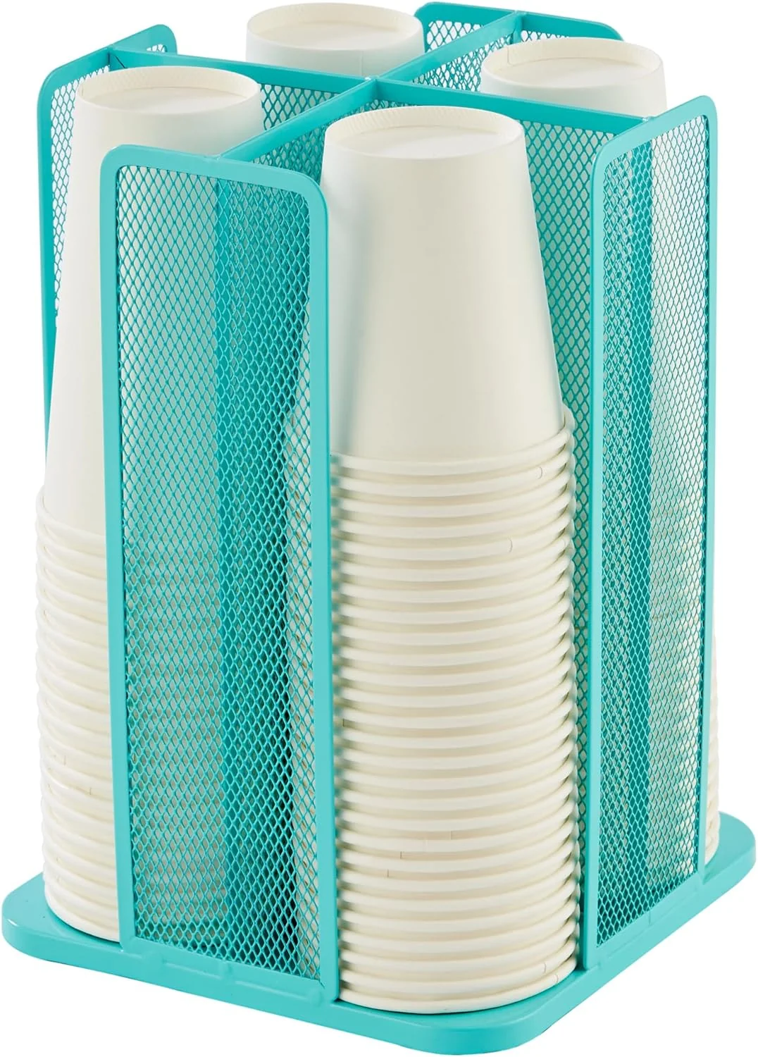 Excellent Annova Paper Plastic Cup and Lid Holder Plastic Storage Organizer 360°Rotating Coffee Mup Dispenser with 4 Compartments Organic