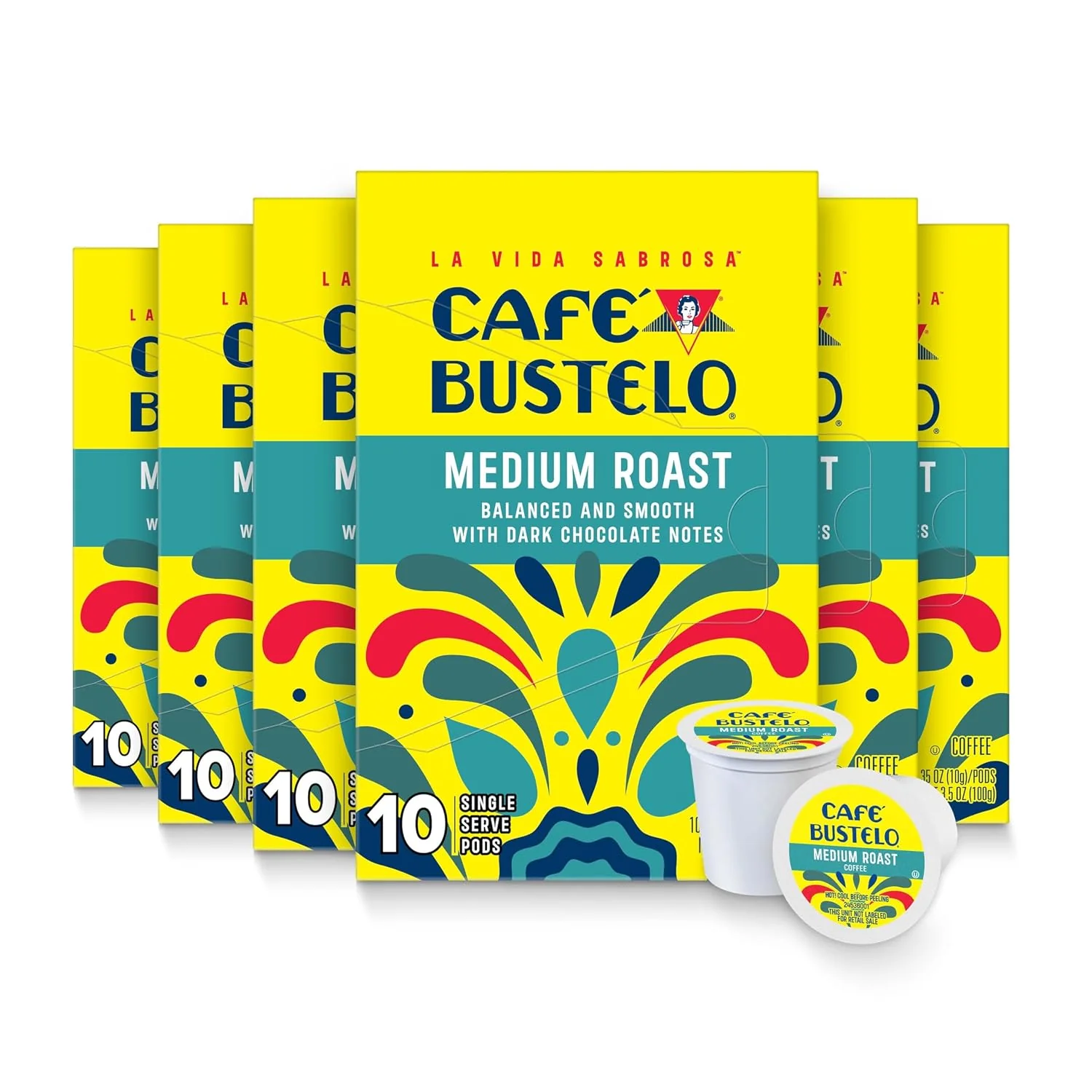 Carefully Designed Café Bustelo Medium Roast Coffee Pods Bulk 60 Count Dark chocolate amp subtle blackberry notes stands up to milk and sugar single serve coffee pods 6 boxes 10 pods each High-End