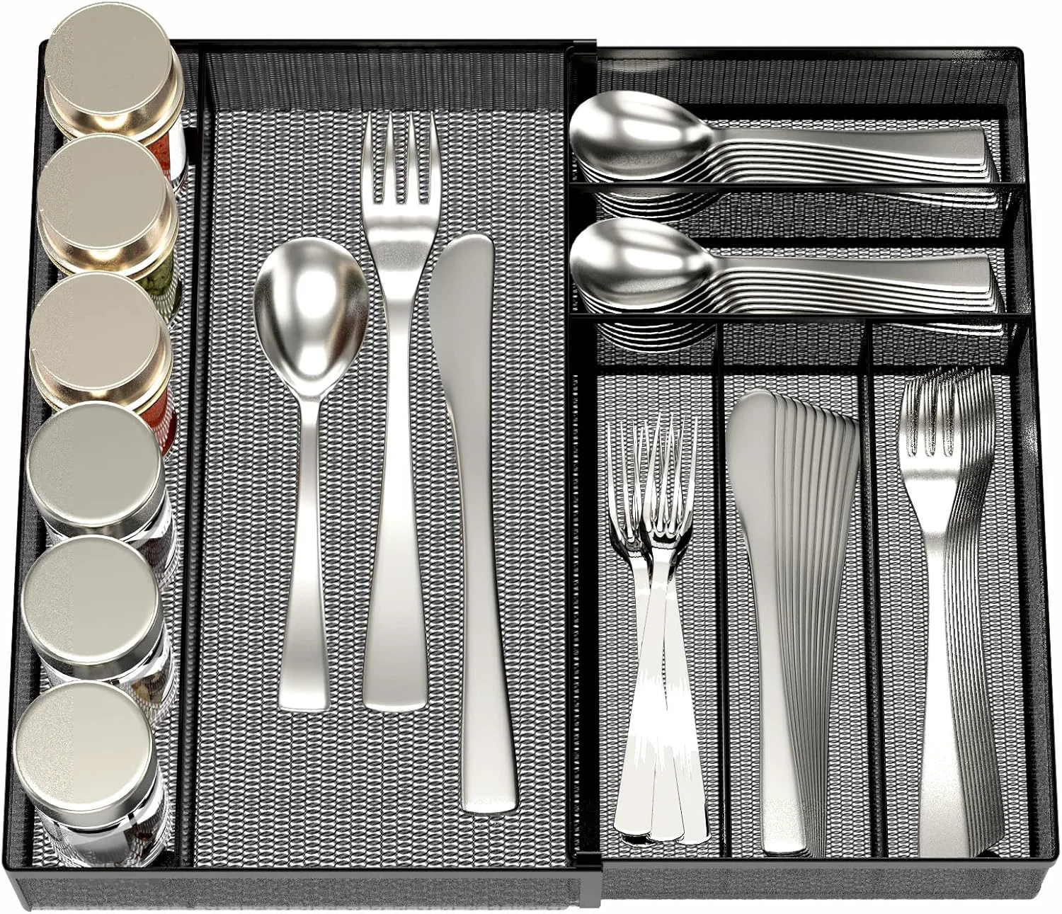 Professional Jane Eyre Utensil Drawer Organizer – Expandable Cutlery Tray Silverware Flatware Storage Divider for Kitchen Functional