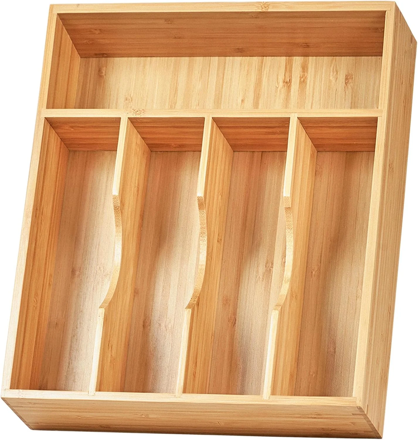 Relaxed Umilife Bamboo Kitchen Drawer Organizer 11 Inch Silverware Utensils Tray Holder with Grooved Dividers 2.4 High Wood Caddy for Flatware Cutlery Knives Fast
