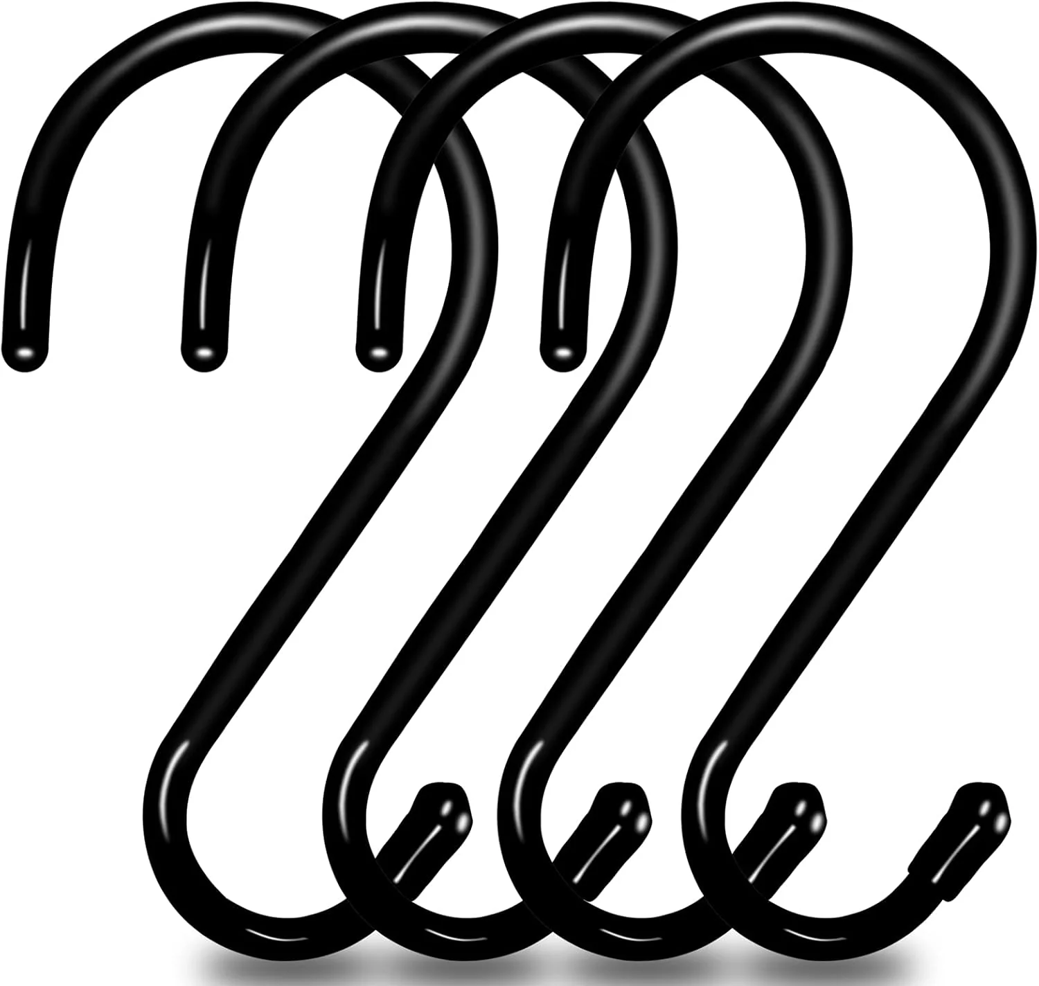 Powerful 4 Pack Large S Hooks for Hanging Heavy Duty 6 inch Non Slip Vinyl Coated Metal Closet S Hooks for Hanging Kitchen Utensil Pot Pan Cups Clothes Jeans Enhanced