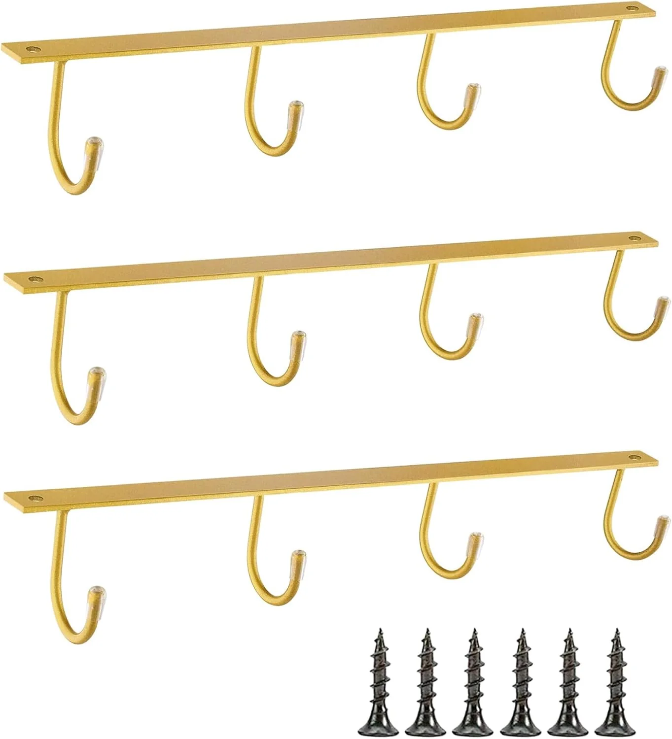 Detailed Mug Hanger Under Cabinet 3 Pcs Iron Mug Rack Wall Mounted Coffee Cup Rack Storage Organizer for Kitchen Dining Bar – Gold Prestigious