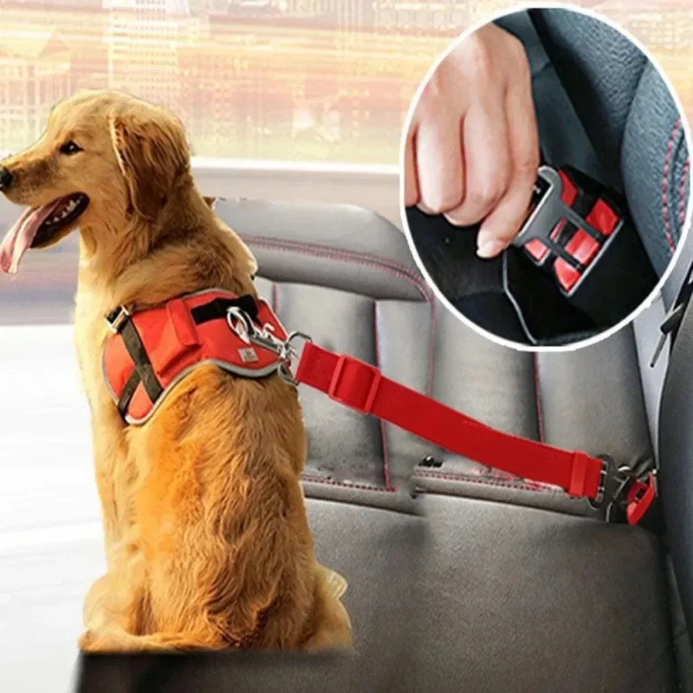 Functional Dog Car Seat Belt – Adjustable Safety Harness Clip for Vehicle Travel Organic