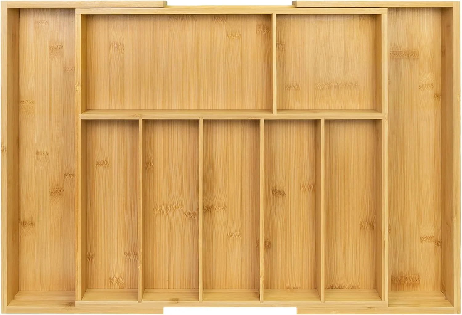 Premium Material Utoplike Extra Large Kitchen Drawer Organizer Expandable Bamboo Drawer Holder for Utensils Silverware Flatware 7-9 Slots Cutlery Tray Fast