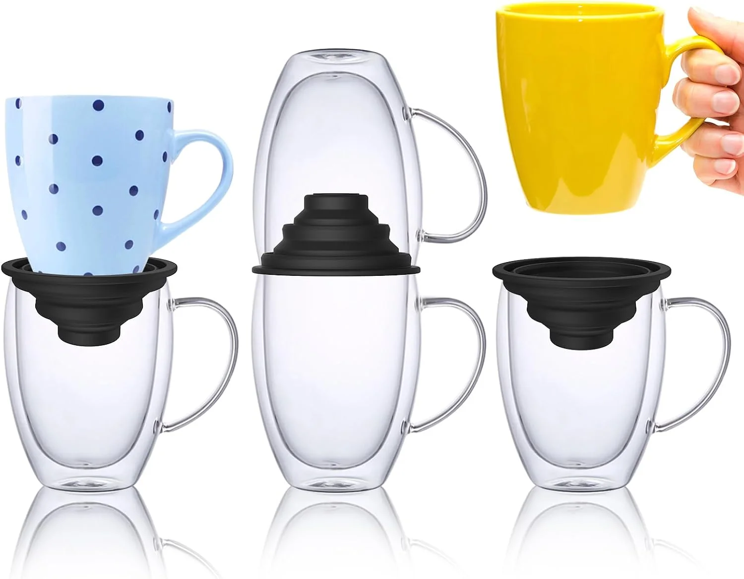 Consistent Mug Stacker amp Storage Organizer – Expandable Stackable Cup Holder for Kitchen Cabinet or Pantry – Space-Saving Solution for Tea Cups amp Coffee Mugs 6Pcs Black Responsible