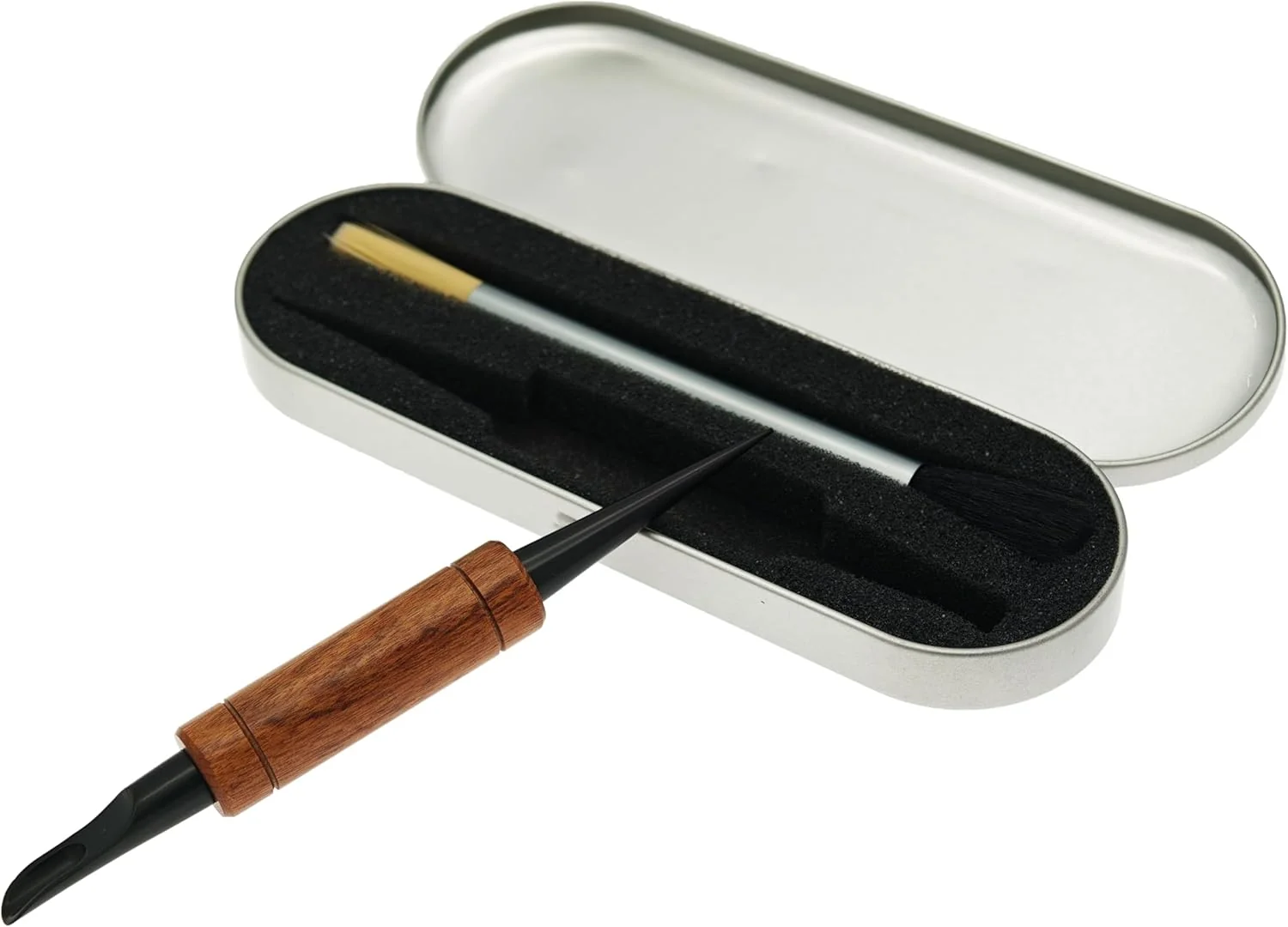 High-Grade Coffee Art Pen Set for Baristas Wooden Coffee Drawing Tool for Latte Cappuccino Macchiato Espresso Milk Foam Design Pen Premium Accessories Set with Coffee Brush and Stainless Steel Case Black High-Quality