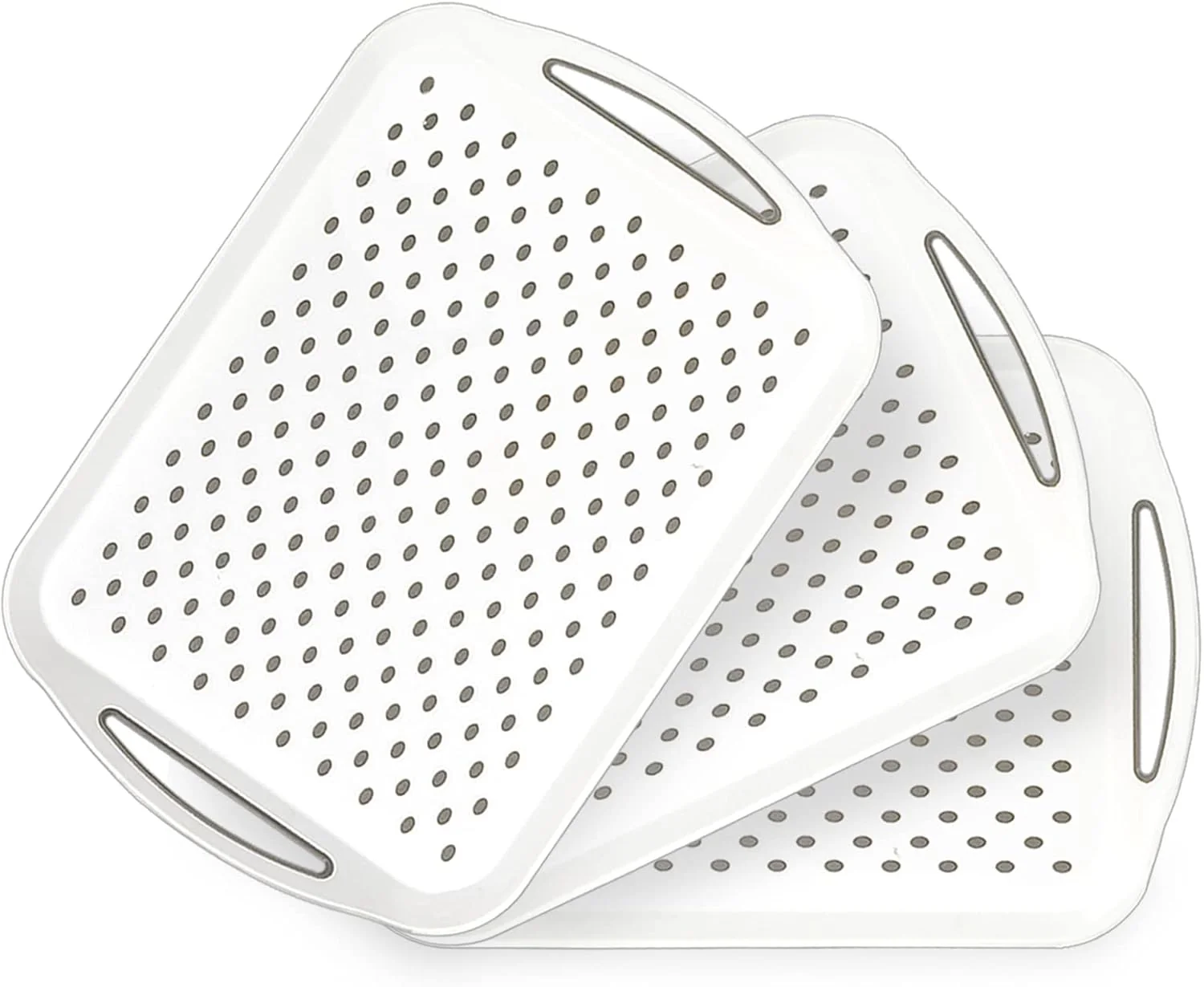 High-End 17.7 x 12.5 Anti-Slip Serving Trays with Handles 3 Pcs X-Large Rectangular Food Serving Tray for Lap Reusable and Durable Breakfast Tray White Elegant