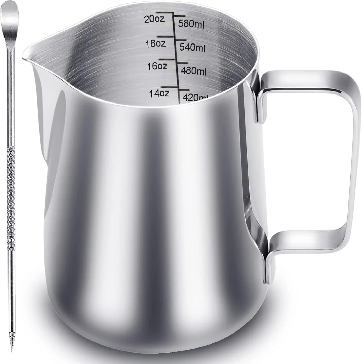 Expertly Made Camkyde Milk Frothing Pitcher 20 oz Stainless Steel Espresso Steaming Pitcher with Decorating Pen for Coffee Espresso Machines Cappuccino Selected