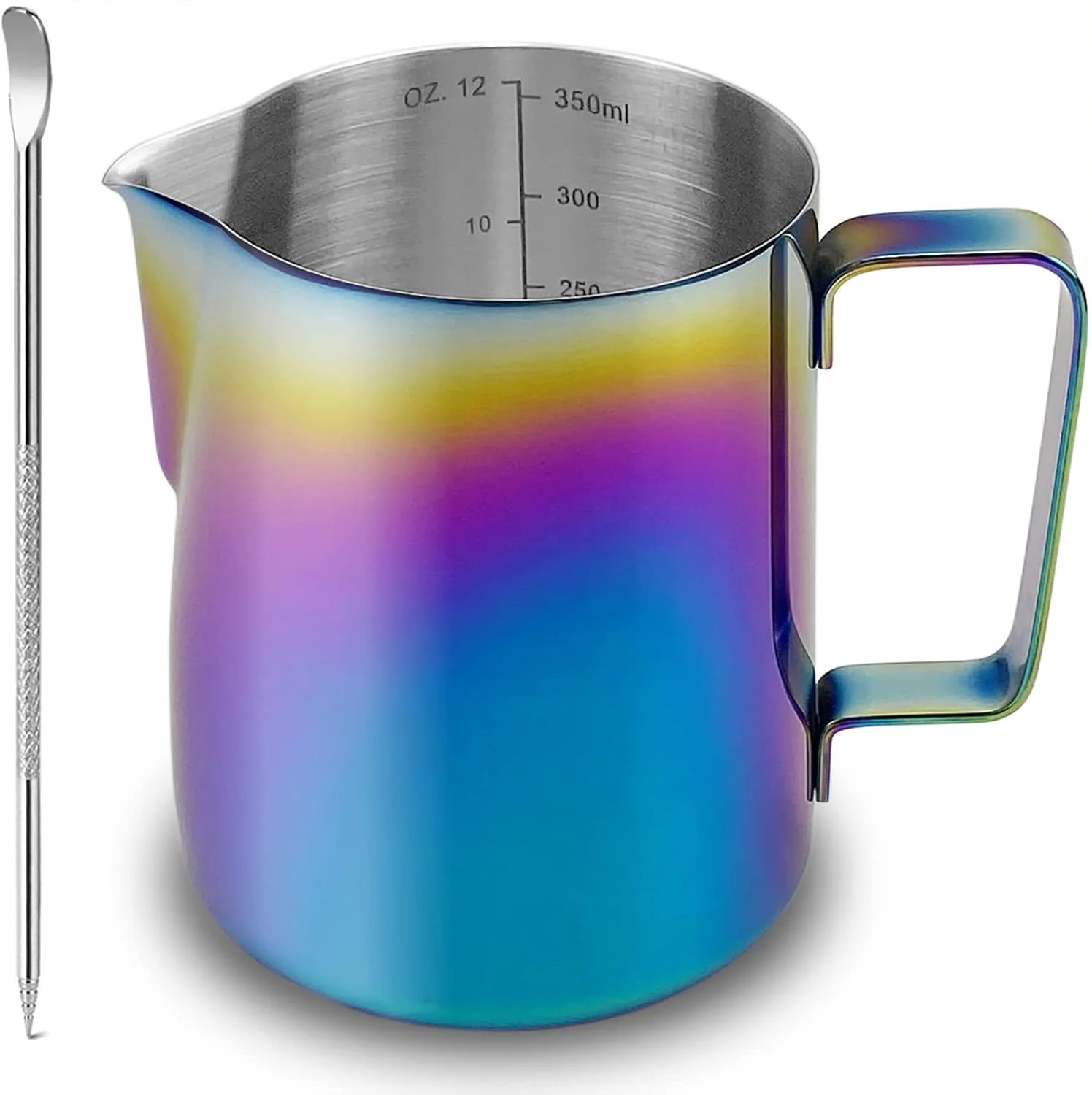 Certified Camkyde Stainless Steel Milk Frothing Pitcher 12 oz Espresso Steaming Pitcher with Decorating Pen for Espresso Machines Cappuccino Practical