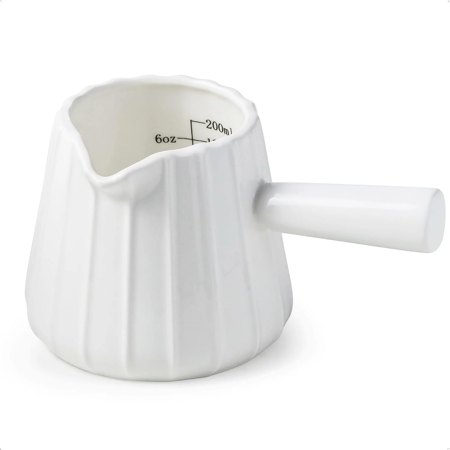First-Class Espresso Cups Ceramic Espresso Shot Cup with Handle 6 OZ 200ML Espresso Measuring Cup for Double Espresso Espresso Accessories Epresso Shot Glass with Dual Measurement Scales White Reliable