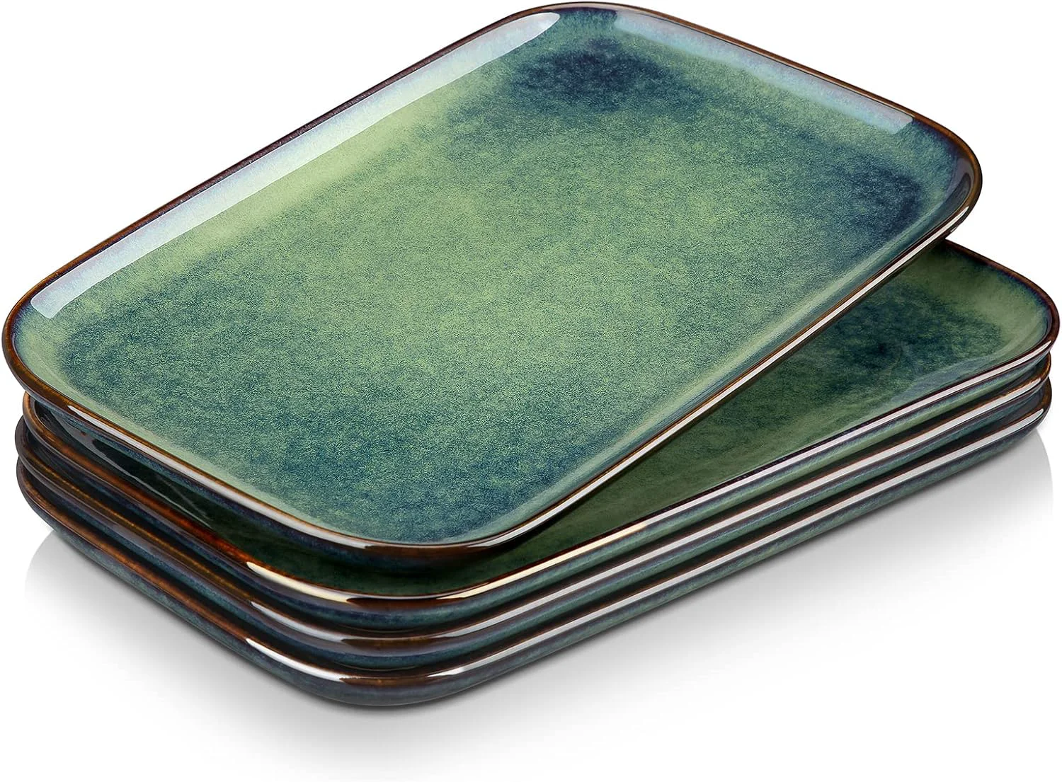 Practical vancasso Stern Serving Platters Set of 4 11 Inches Rectangular Ceramic Serving Plates Green Serving Trays for Entertaining Luxury