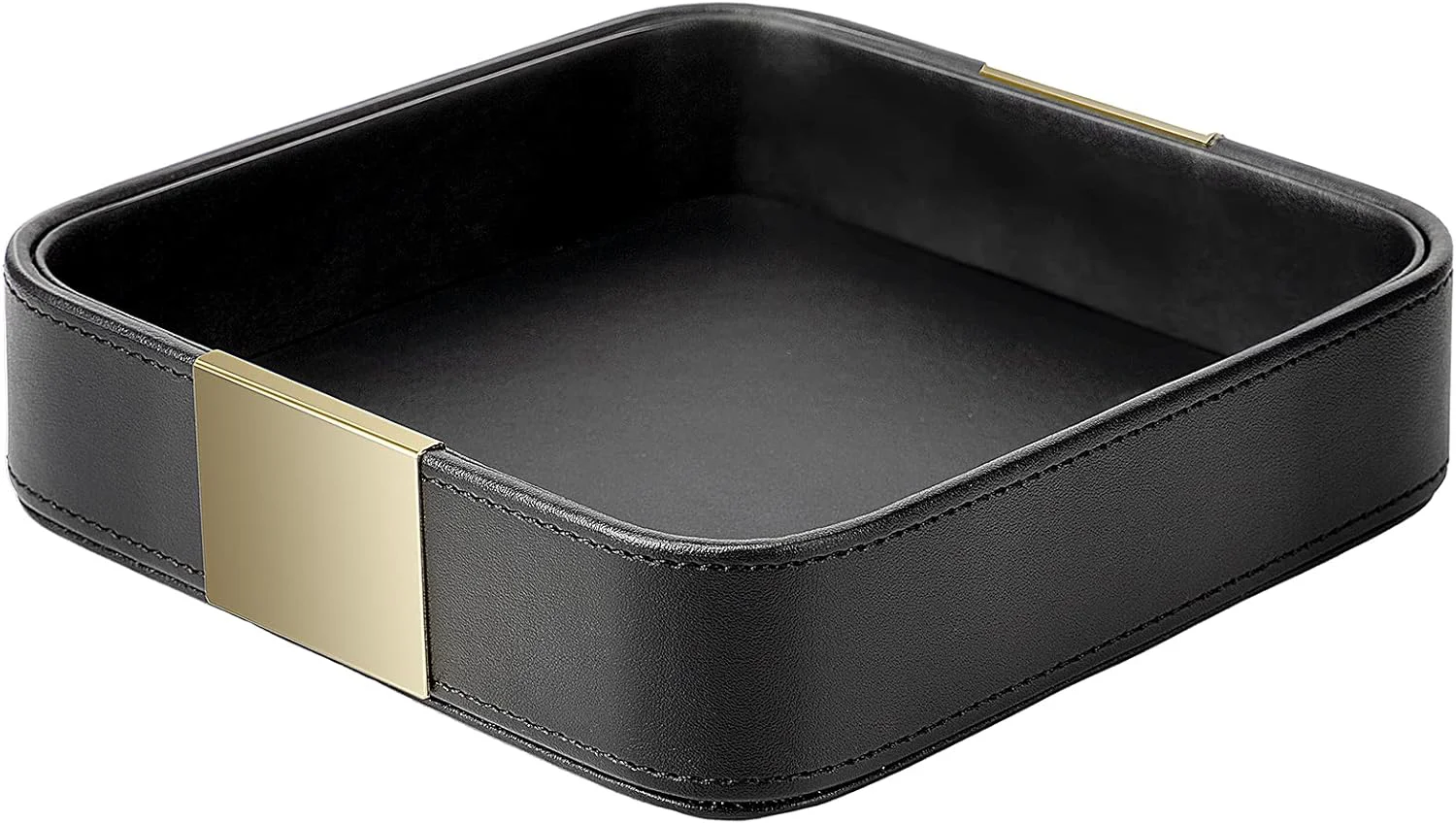 Exclusive Sanzie Luxury Leather Desktop Storage Small Catchall Organizer Decorative Tray for Entryway Table to Hold Jewelry Watch Cosmetics Keys Phone Wallet Original Design