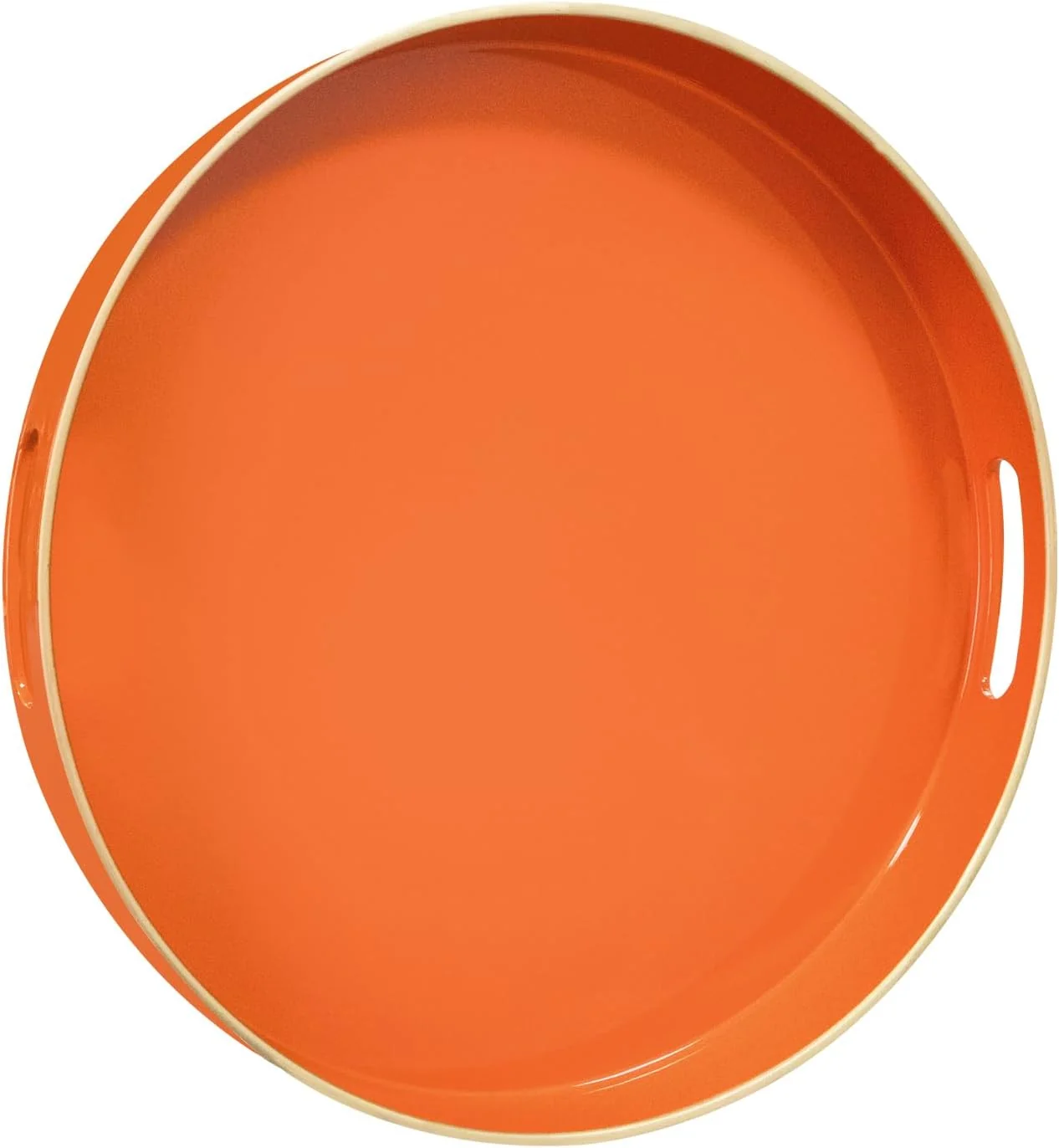 Reusable Maoname 13 Round Tray Orange Serving Tray with Handles Modern Decorative Trays for Coffee Table Plastic Ottoman Trays for Ottoman Bathroom Verified