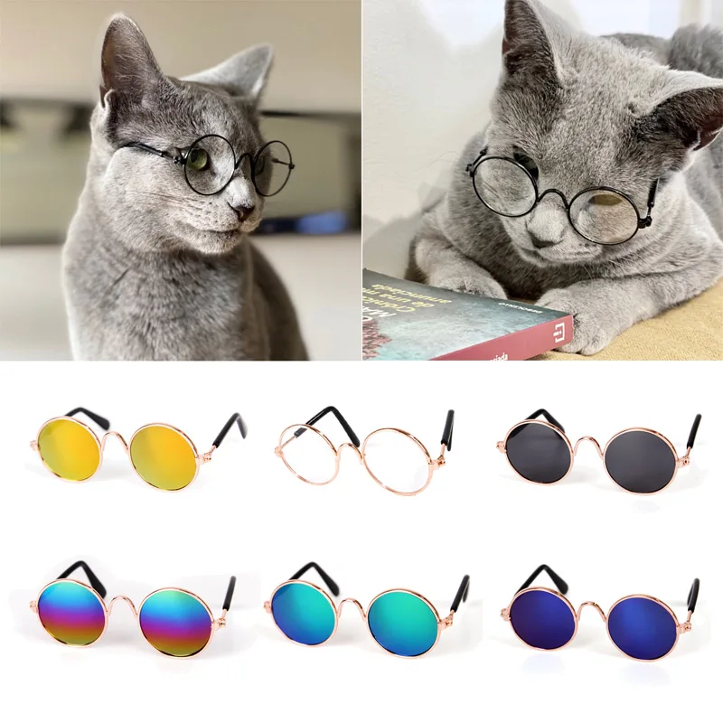 High-Grade Vintage Round Pet Sunglasses for Cats and Small Dogs Safe
