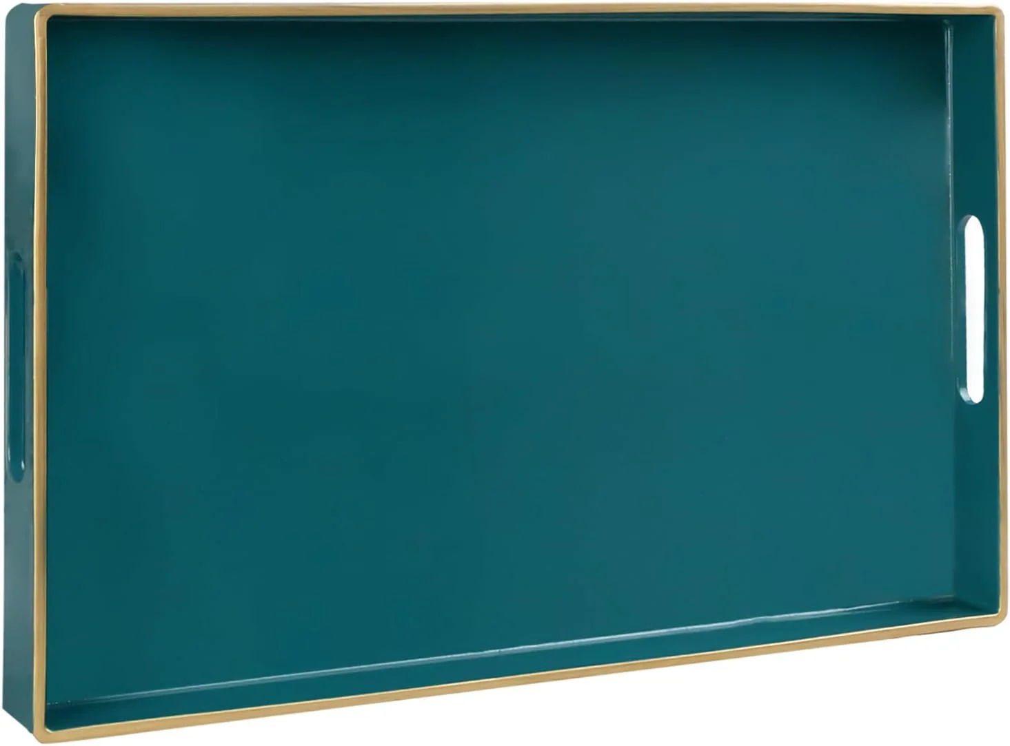 Smart MAONAME Teal Decorative Tray for Coffee Table Serving Tray with Handles Plastic Melamine Tray Modern Ottoman Tray Rectangular Countertop Organizer Tray for Living Room 15.8 L x 10.2 W x 1.4 H Expertly Made