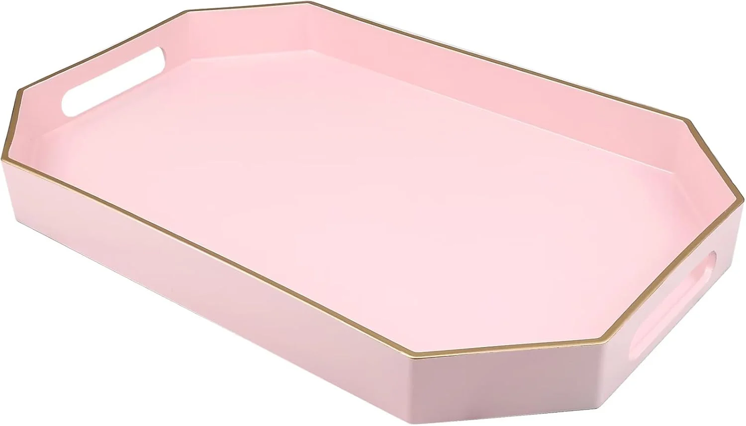Authentic Pink Decorative Tray with Handles Versatile Serving Tray for Coffee Table Ottoman I for Serving Displaying Organizing 15.7 10.2 1.57 Easy-to-Use