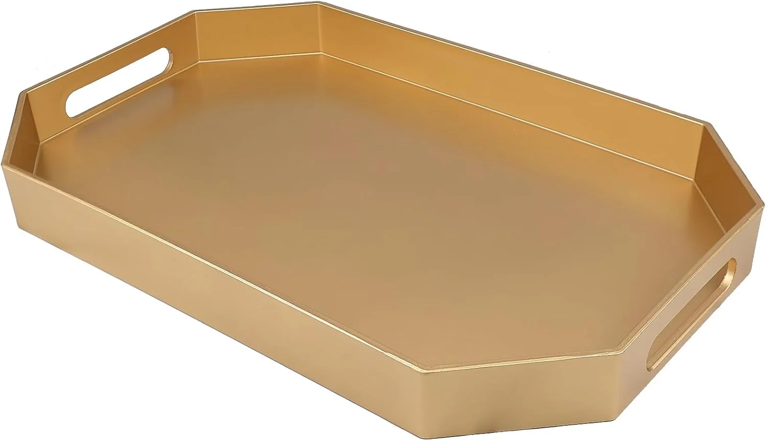 Fast Gold Decorative Tray with Handles Versatile Serving Tray for Coffee Table Ottoman I for Serving Displaying Organizing 15.7 10.2 1.57 Unique