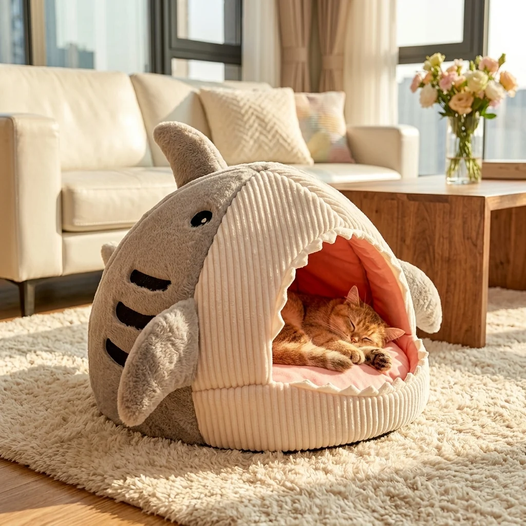 Prestigious Catvera Shark Cave Pet Bed Elegant