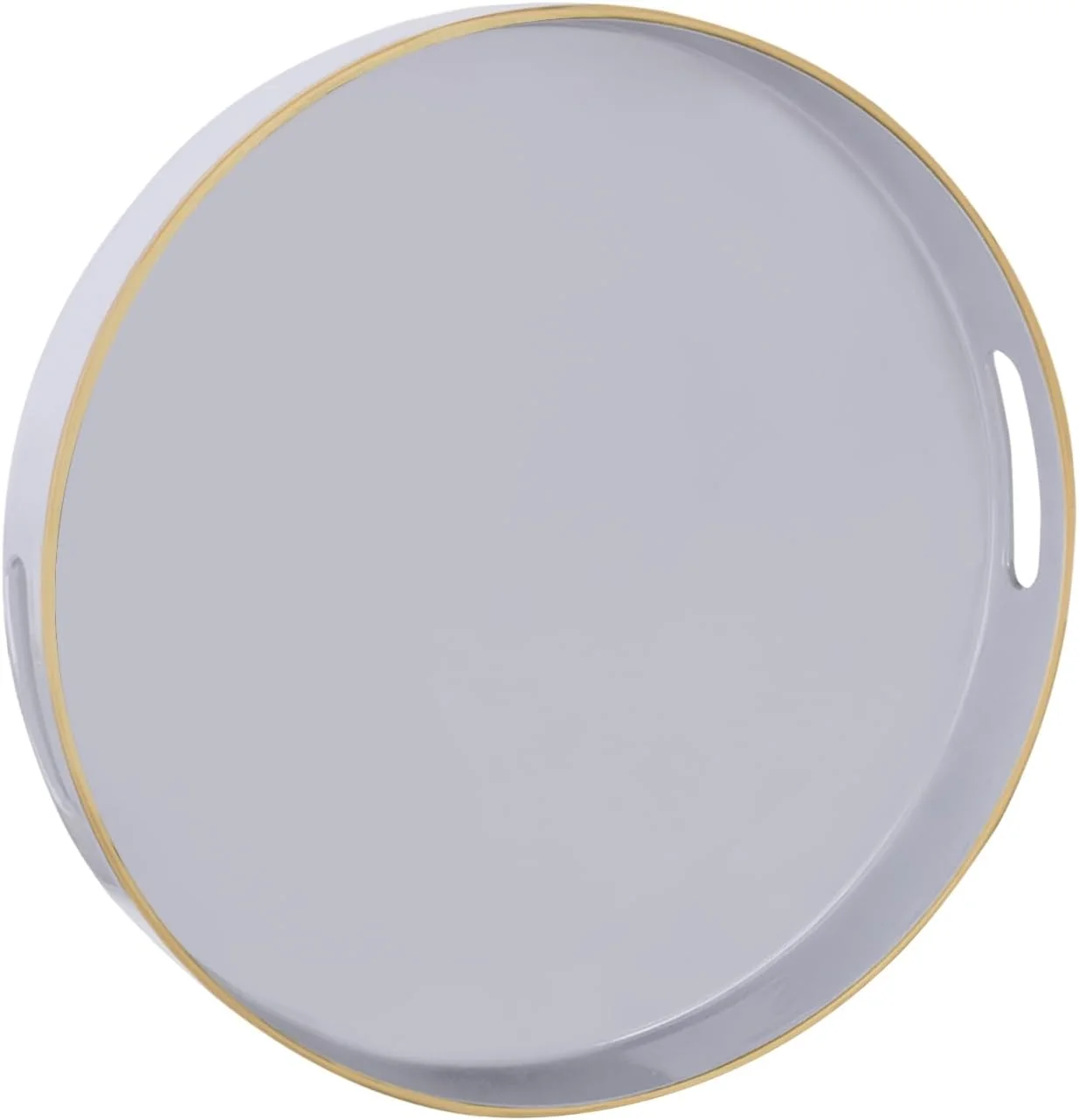 Fine Maoname 13 Gray Round Tray Grey Serving Tray with Handles Modern Round Decorative Trays for Coffee Table Plastic Trays for Ottoman Bathroom Stylish