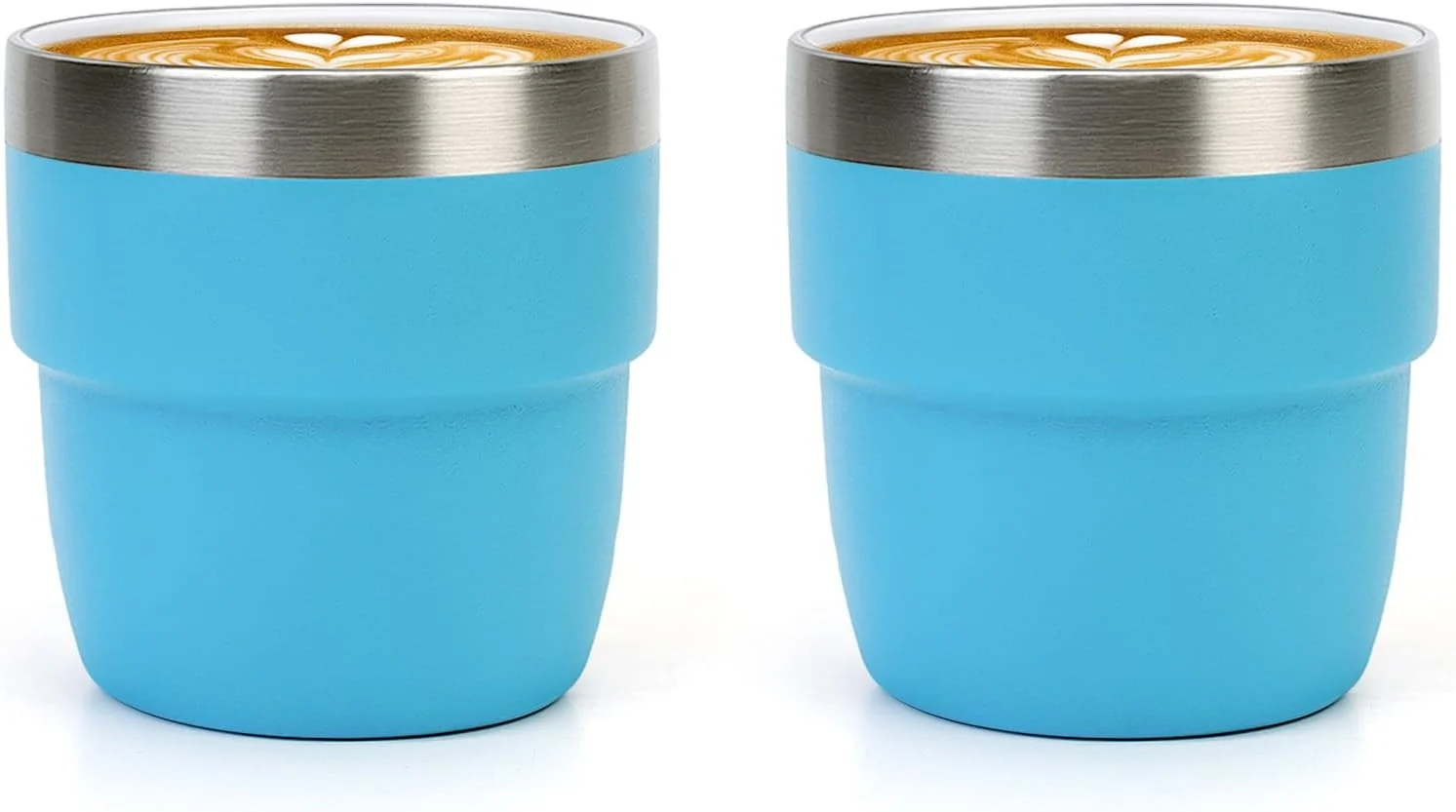 High-Performance Zenbo 4 oz Espresso Coffee Cups Ceramic-Lined Double Wall Vacuum Insulated 18 8 Stainless Steel Stackable amp Dishwasher Safe Space-Saving Compatible with Most Espresso amp Coffee Makers 2 Pack Eco-Friendly