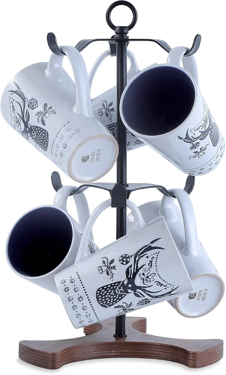 Selected Mug Holder Tree for Countertop 2-Tier Coffee Cup Stand Rack Holds 6 Large Mugs 5oz to 20oz Space-Saving Mug Stand with Solid Wood Base Next-Generation