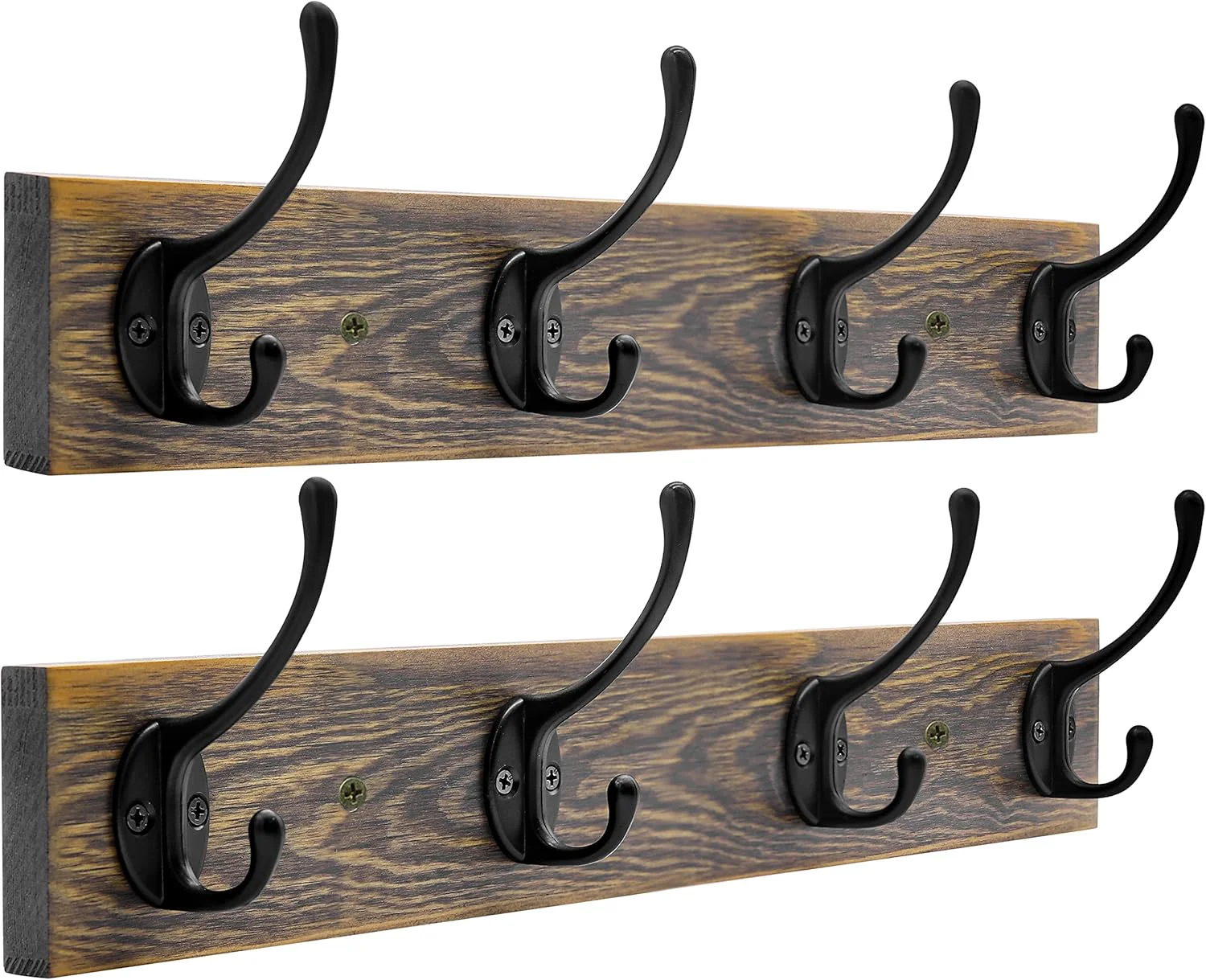Elite IBosins Wall Mounted Coat Rack 2 Pack Metal Wood Coat Rack with 8 Black Rustic Hooks for Scarf Bag Towel Key Cap Cup Hat Responsible