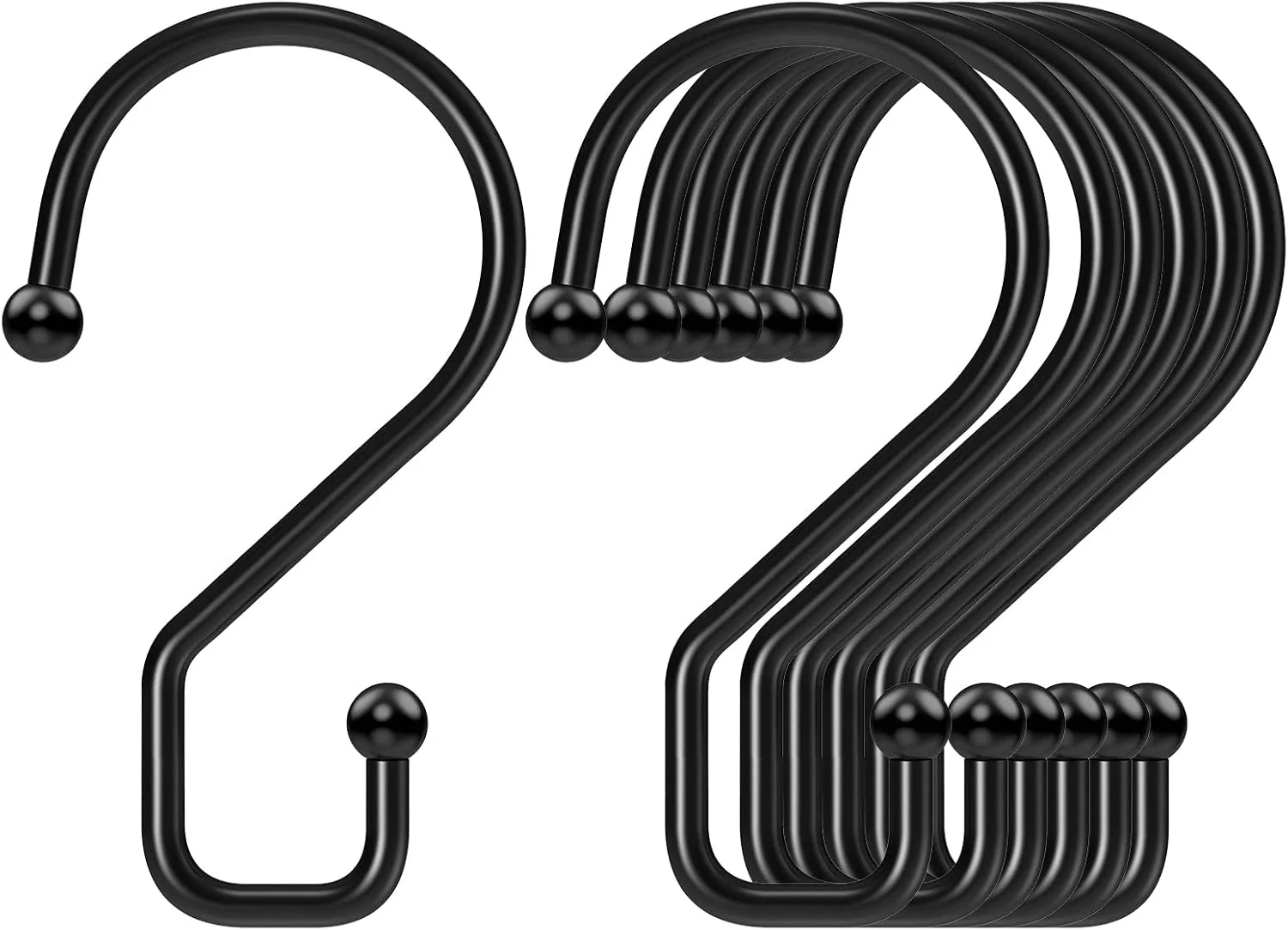 Professional S Hooks Small Metal S Hanging Hooks with 2 Shapes Reversible Heavy Duty 3 Inch Black 12 Pcs Elegant