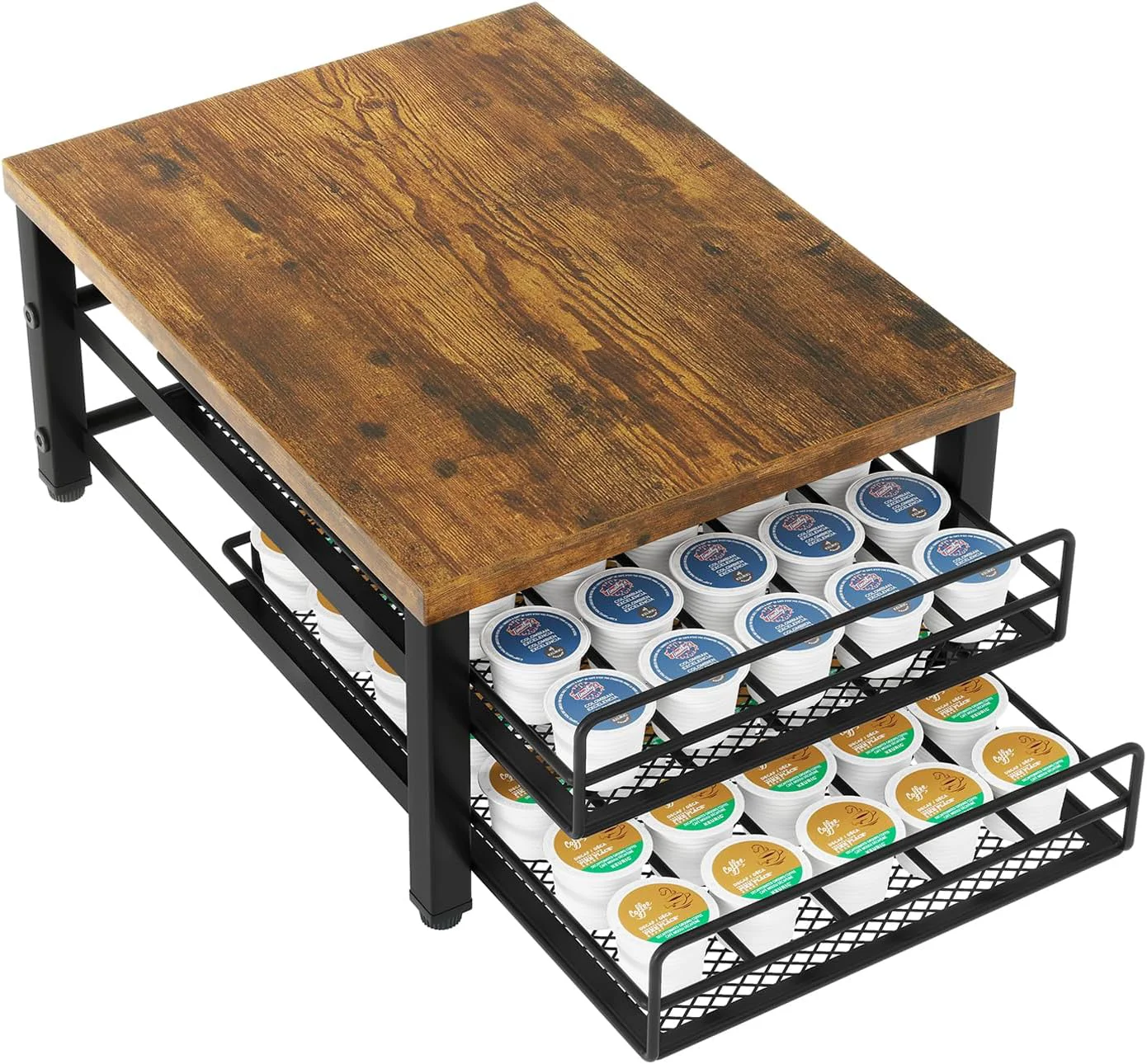Pure Ibuyke 2-Tier Coffee Pod Drawer Holder for K Cup Capsule Pods Storage Organizer Compact Under Coffee Pot Storage Drawer Exceptional