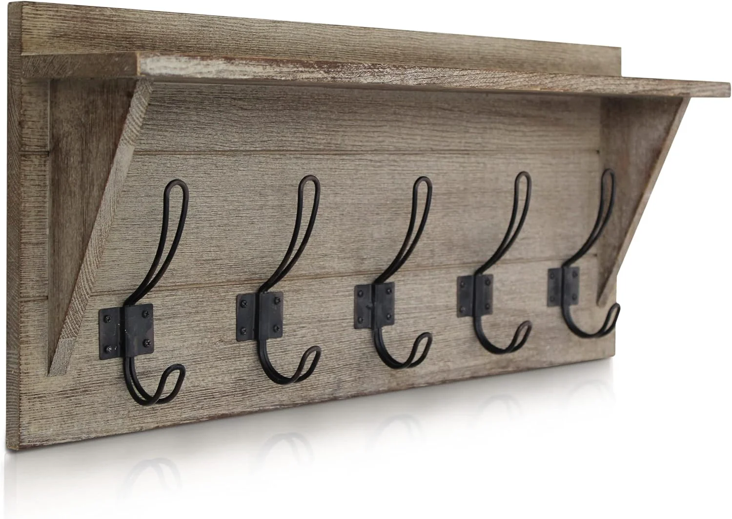 Contemporary Hbcy Creations Rustic Wall Mounted Coat Rack with Shelf – Solid Wood 24 Entryway Shelf with 5 Coat Hangers. Touch for Your Entryway Mudroom