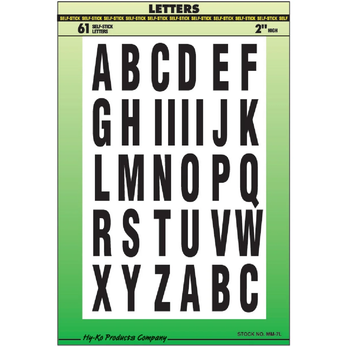 Pure Hy-Ko Self-Adhesive Polyester 2 In. Black Letter Set Fine