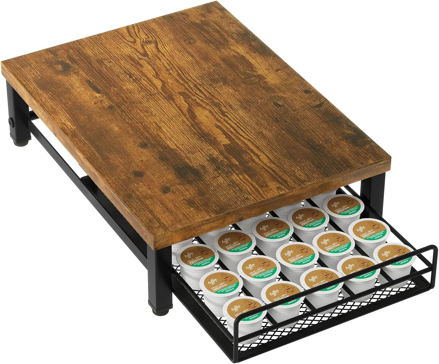 Quality Ibuyke Wooden Coffee Pod Holder for K-Cup 35 Capacity Capsule Pods Storage Mullti Coffee Pod Drawer Green