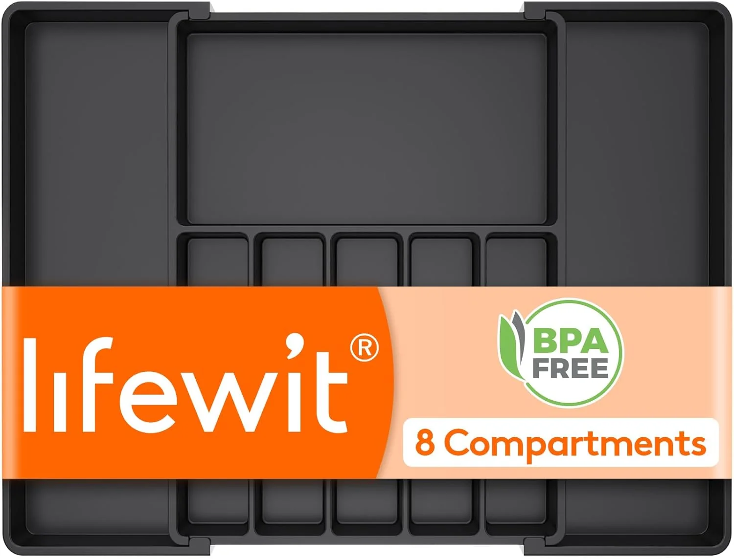 Reusable Lifewit Silverware Drawer Organizer Expandable from 15.4 to 27 inches Utensil Tray for Kitchen Adjustable Cutlery Holder Authentic