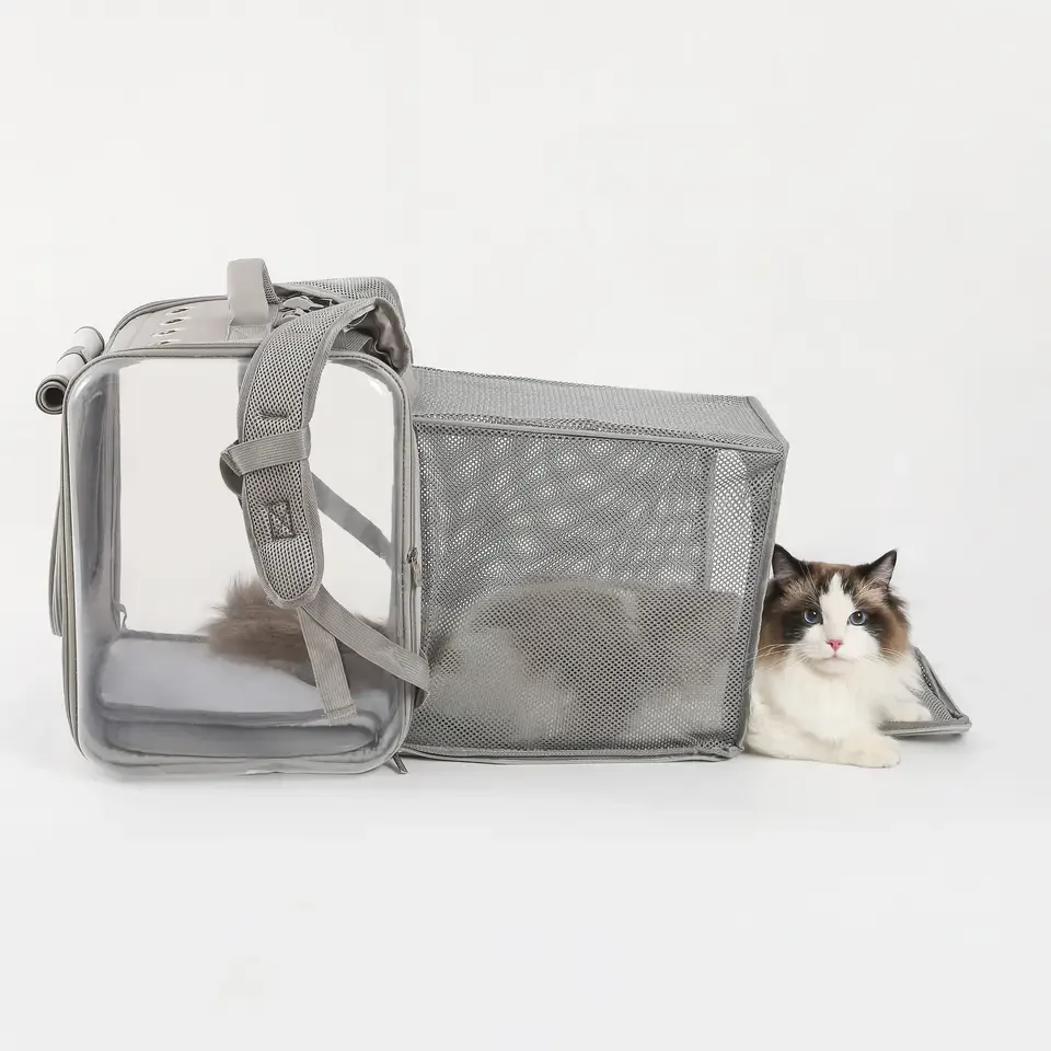 High-End New Design Portable Pet Travel Bag Expandable Dog Backpack with Mesh Cardboard Cat Outing Backpack Verified
