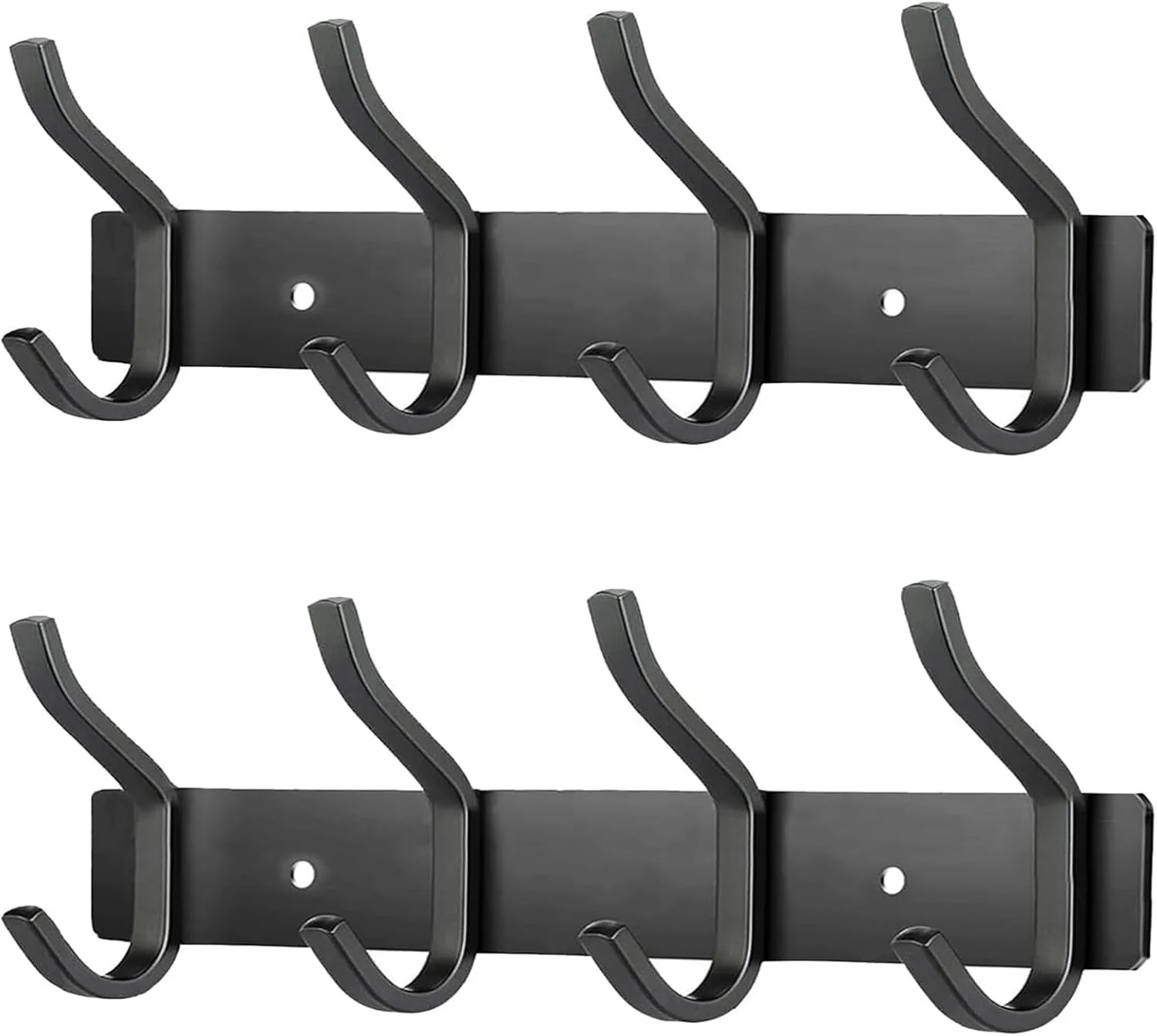 Pure 2 Pack Coat Rack Wall Mount 12 Inch Wall Hooks with 4 Hooks Black Clean