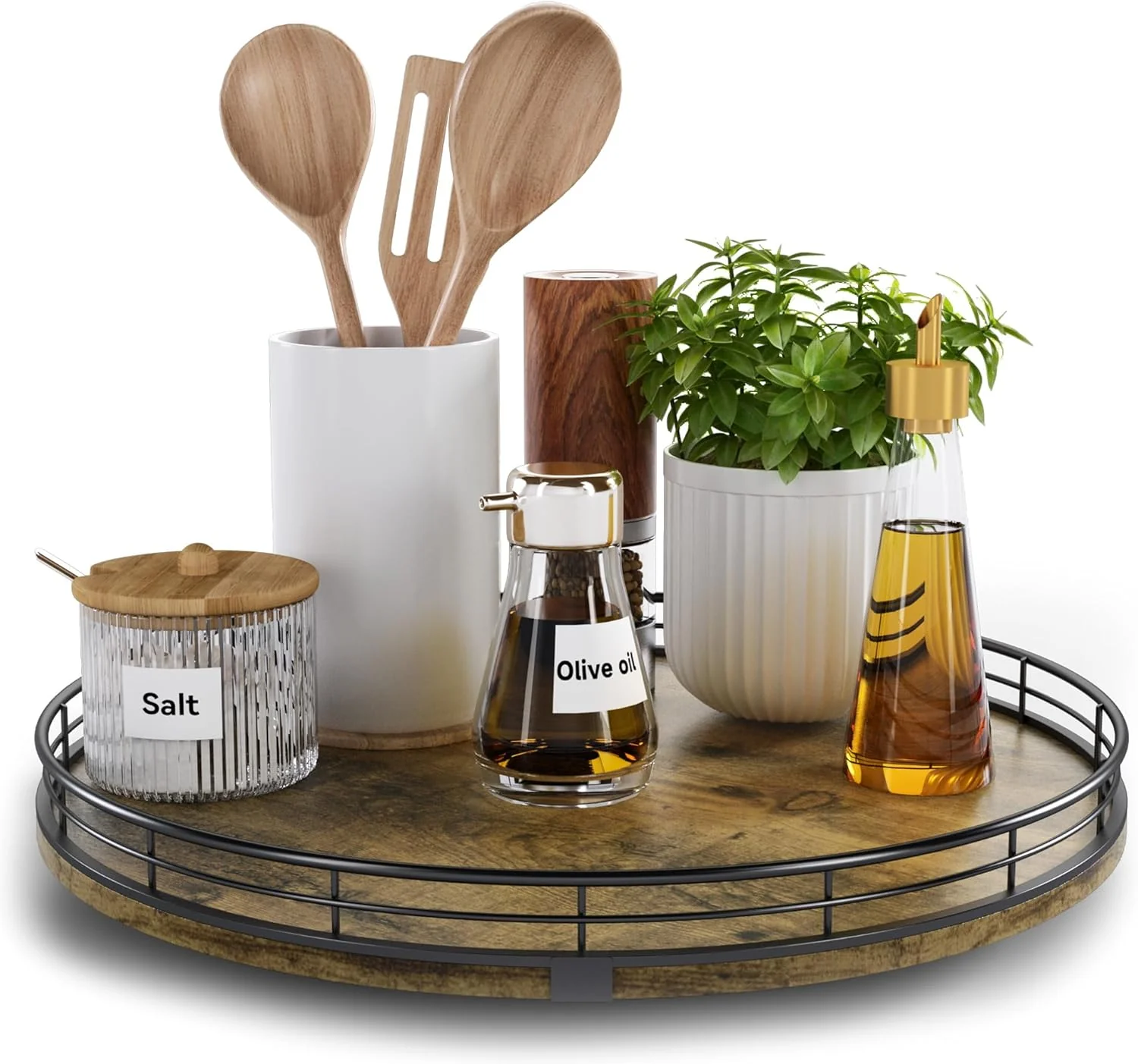 Responsible Lazy Susan Turntable Organizer for Table Top 13 Round Wooden Lazy Susan for Cabinet Kitchen Countertop Pantry Dining Coffee Table for Condiments Luxury