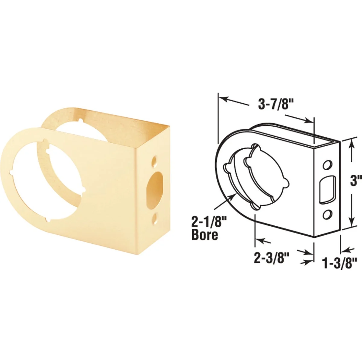 Lightweight Defender Security 1-3 8 In. x 2-3 8 In. Brass Contemporary Door Reinforcer Fashionable
